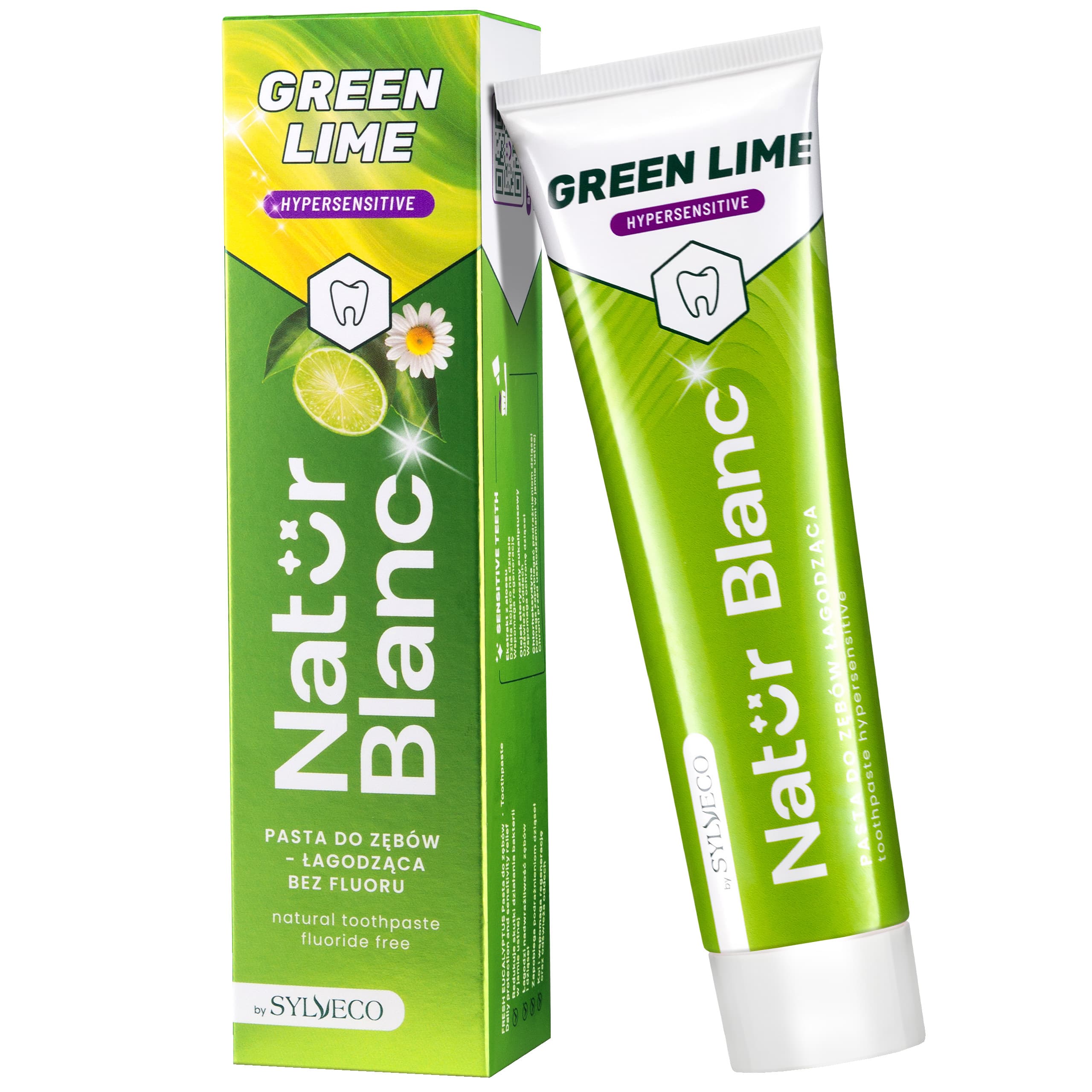 Natur Blanc Pasta do zębów GREEN LIME - pasta bez fluoru do zębów nadwrażliwych