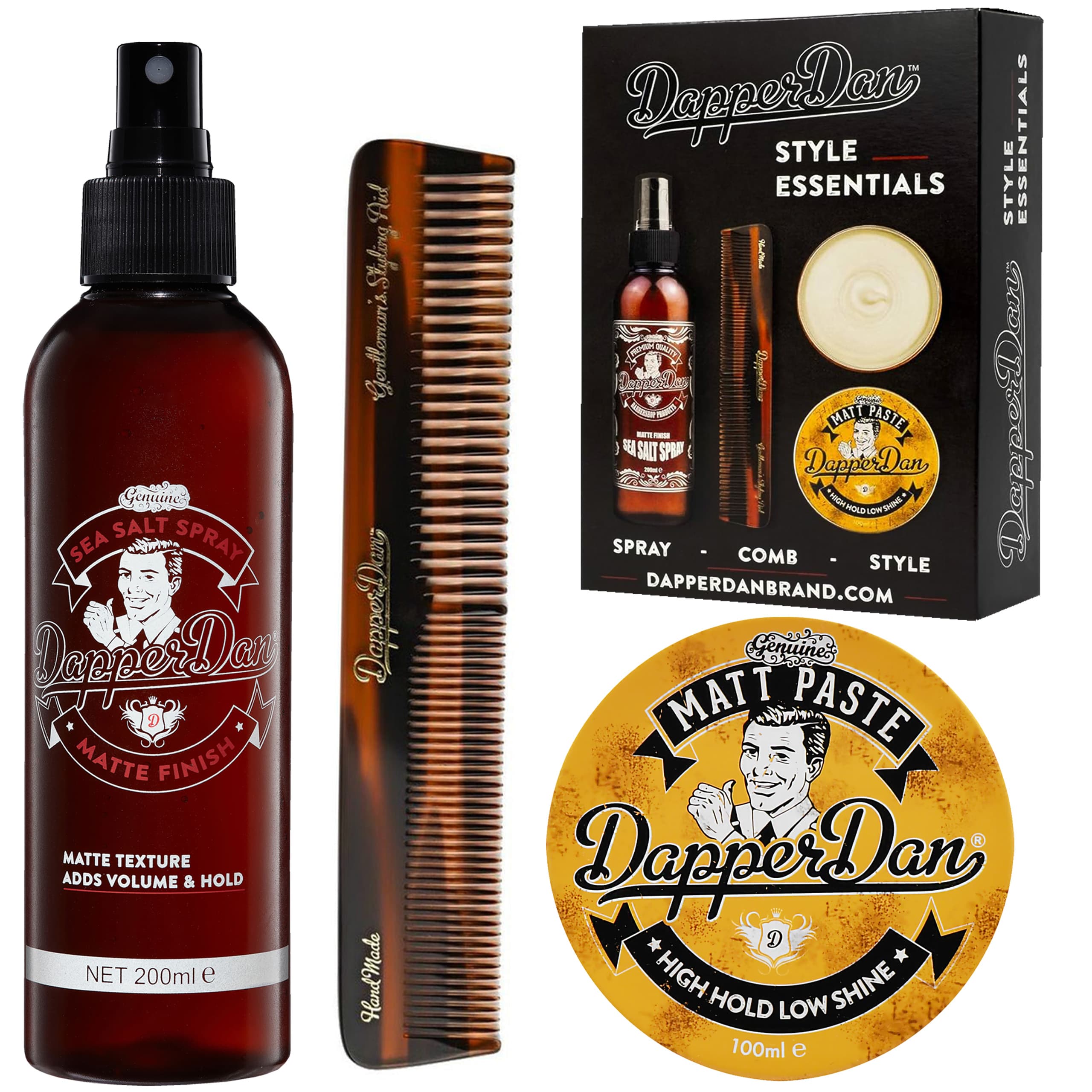 Style Essentials Zestaw – zestaw do stylizacji włosów, pasta, spray i grzebień,+