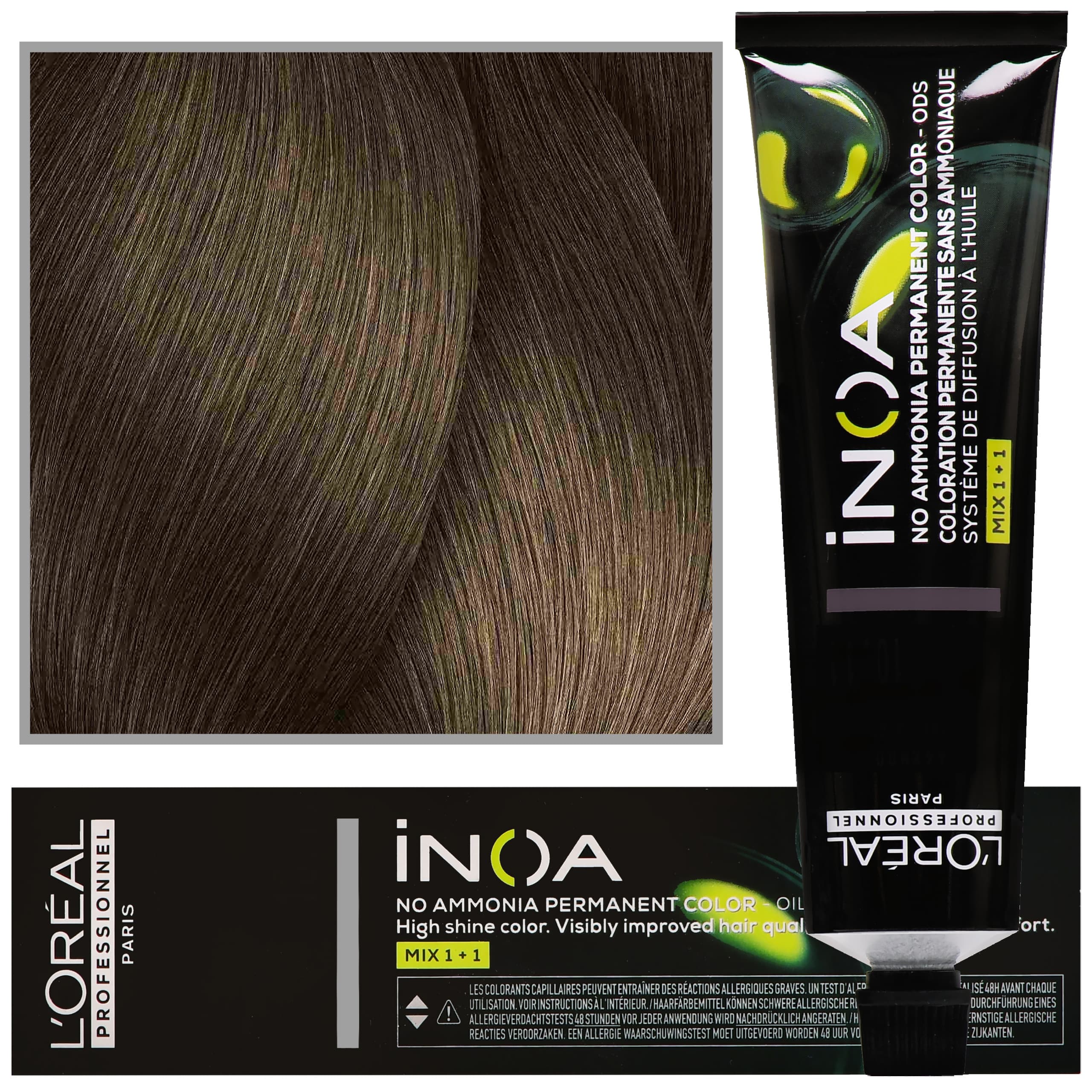 Professionnel Inoa - farba do włosów bez amoniaku z dodatkową ochroną włosa, 7 Blond