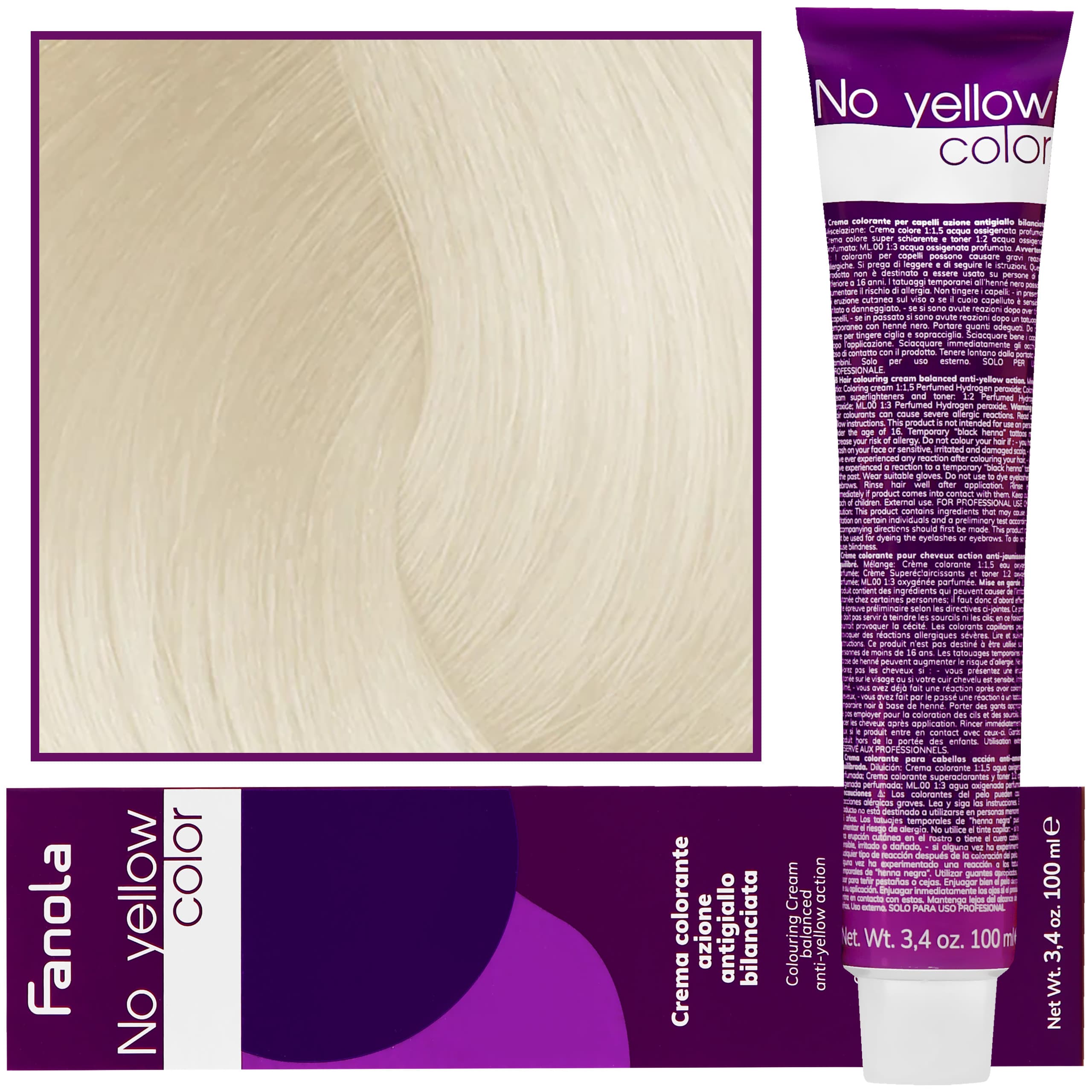 No Yellow - farba koloryzująca do włosów blond i siwych, chłodne tony, S.1322 - Intensywny Anty-żółty Super Rozjaśniacz