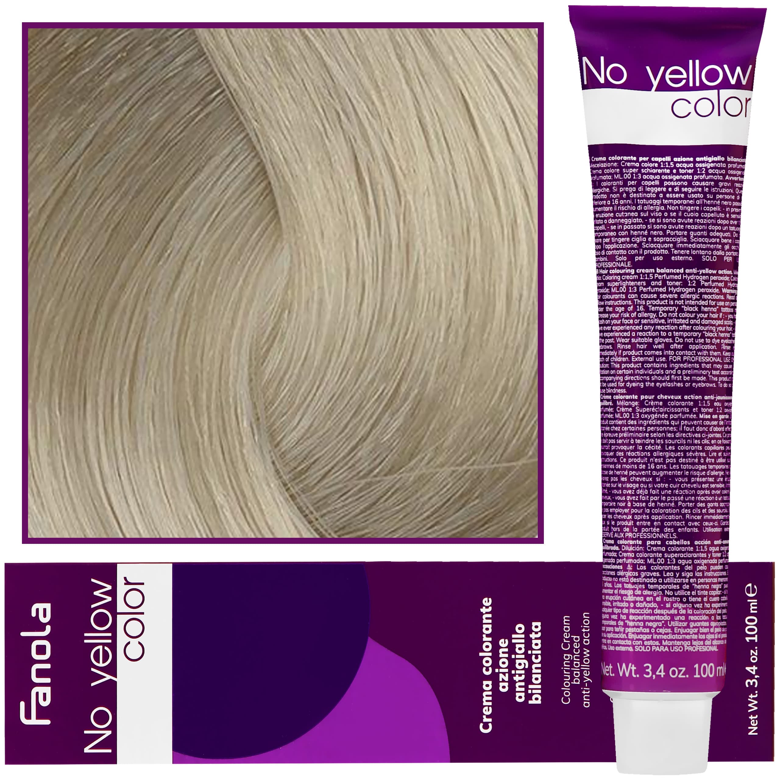 No Yellow - farba koloryzująca do włosów blond i siwych, chłodne tony, 10 ICE - Lodowy Platynowy Blond