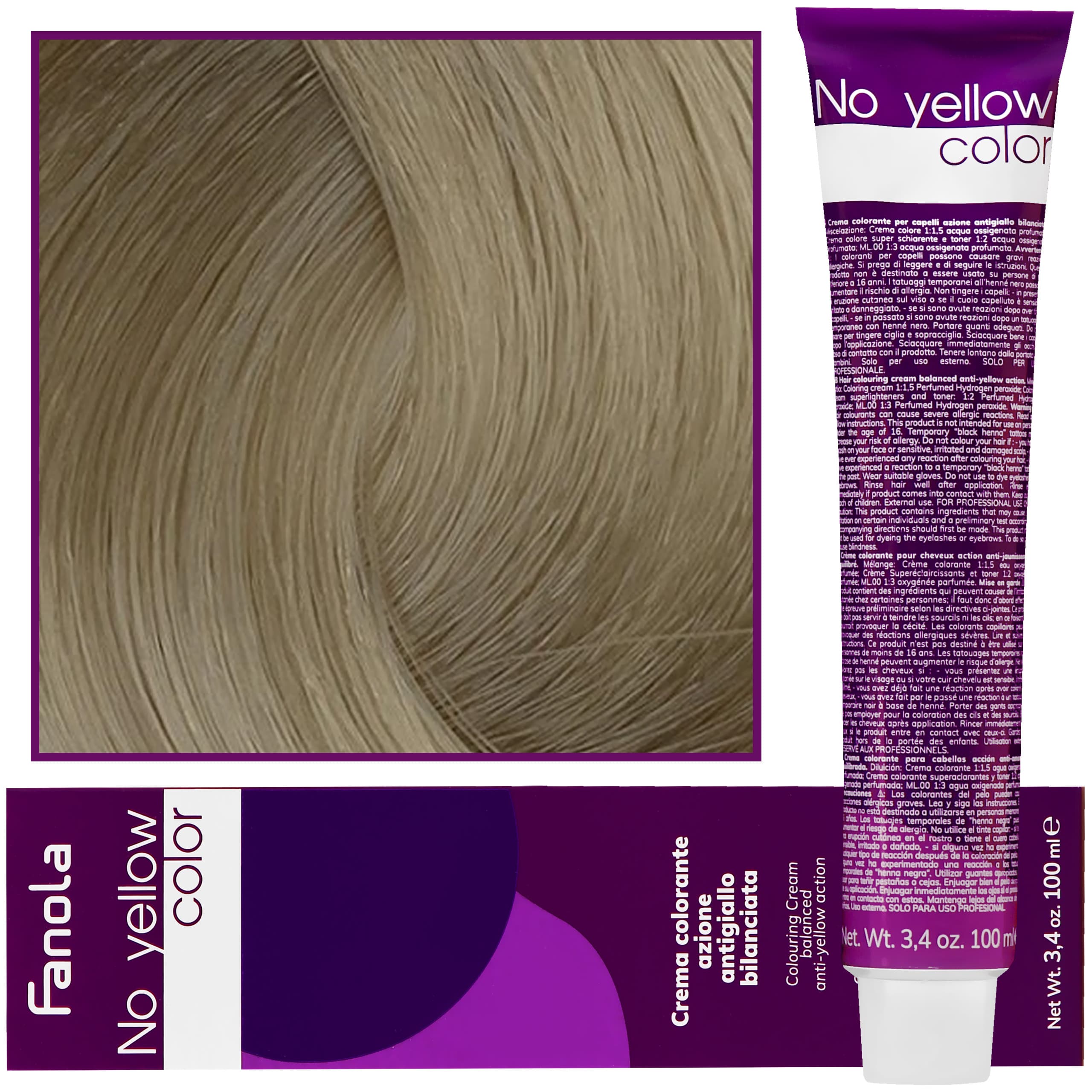 No Yellow - farba koloryzująca do włosów blond i siwych, chłodne tony, 8 ICE - Lodowy Jasny Blond