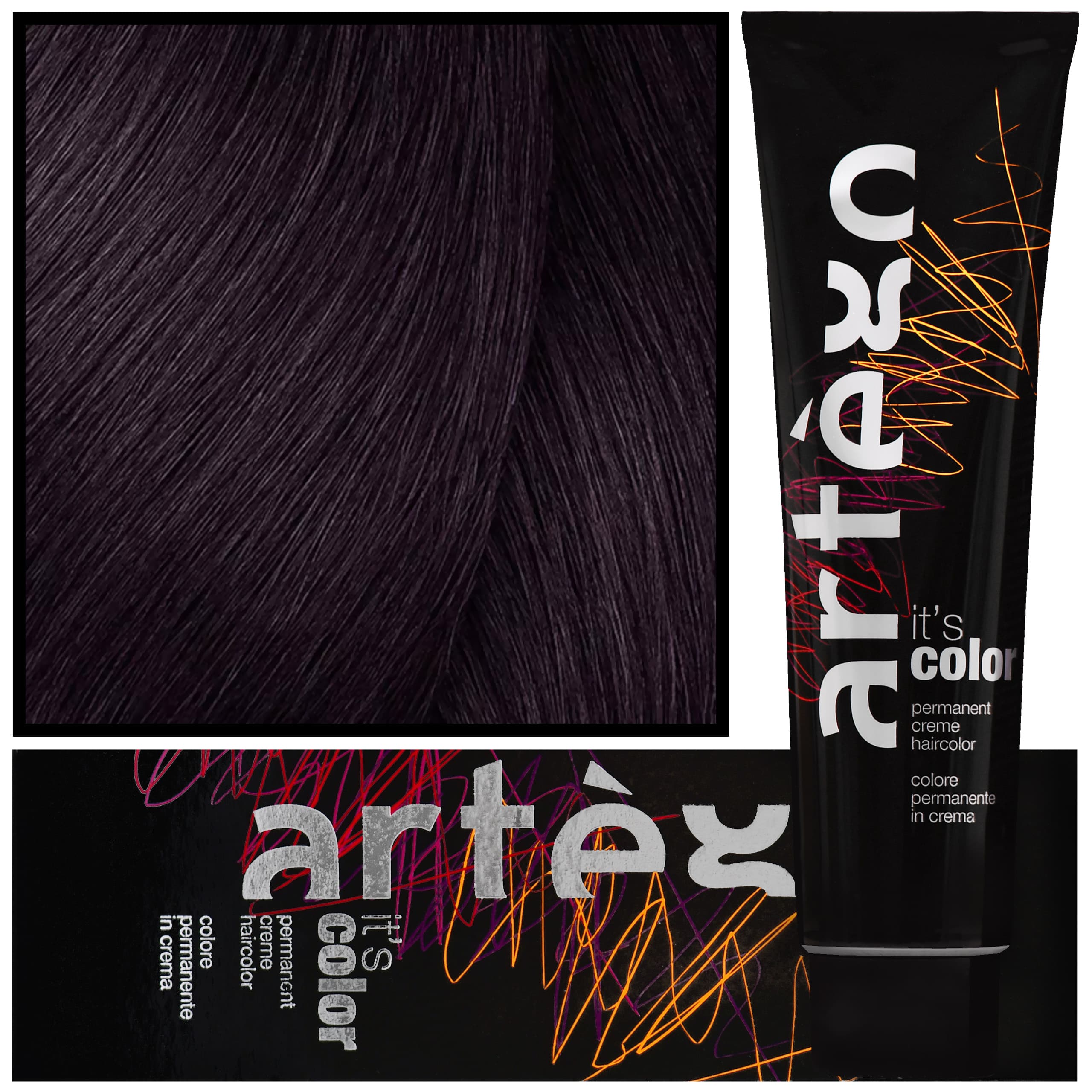 IT'S COLOR - profesjonalna farba w kremie, cała paleta kolorów, 3.62 - 3RV | Ciemny Czerwono Fioletowy Brąz