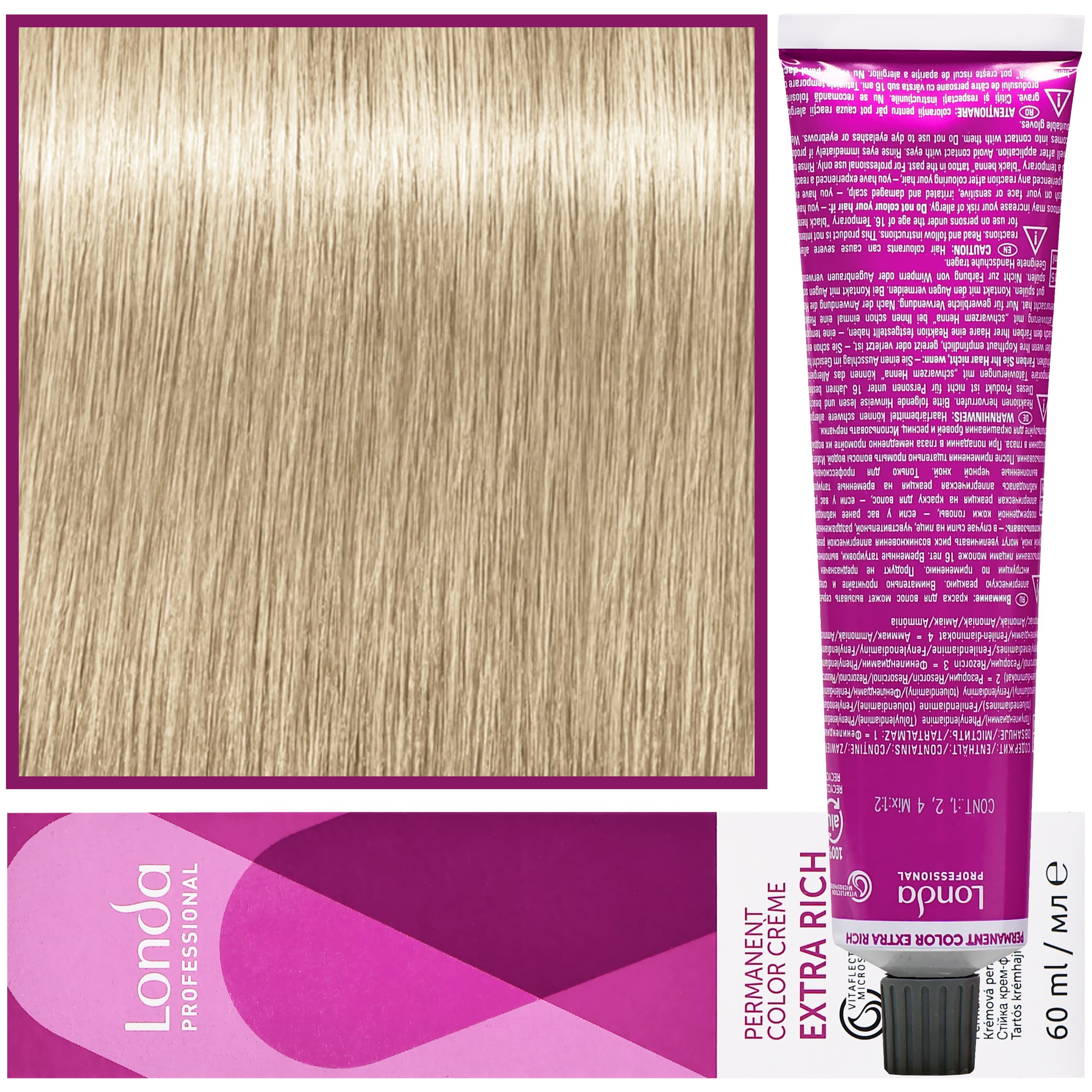 Color - profesjonalna farba do włosów Vitaflection Microspheres, 9/1 Popielaty bardzo jasny blond