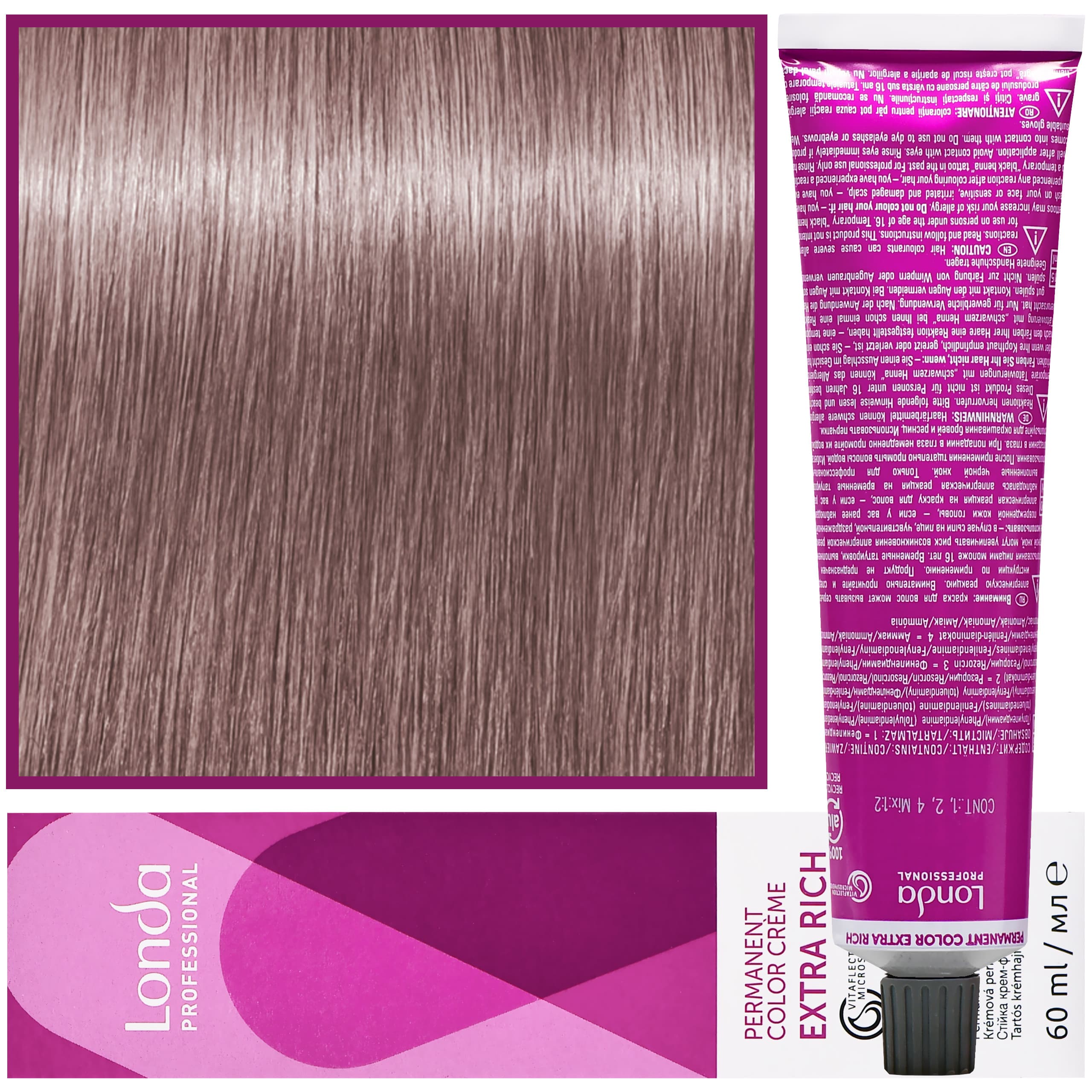 Color - profesjonalna farba do włosów Vitaflection Microspheres, 8/65 Chłodny Odcień Róży
