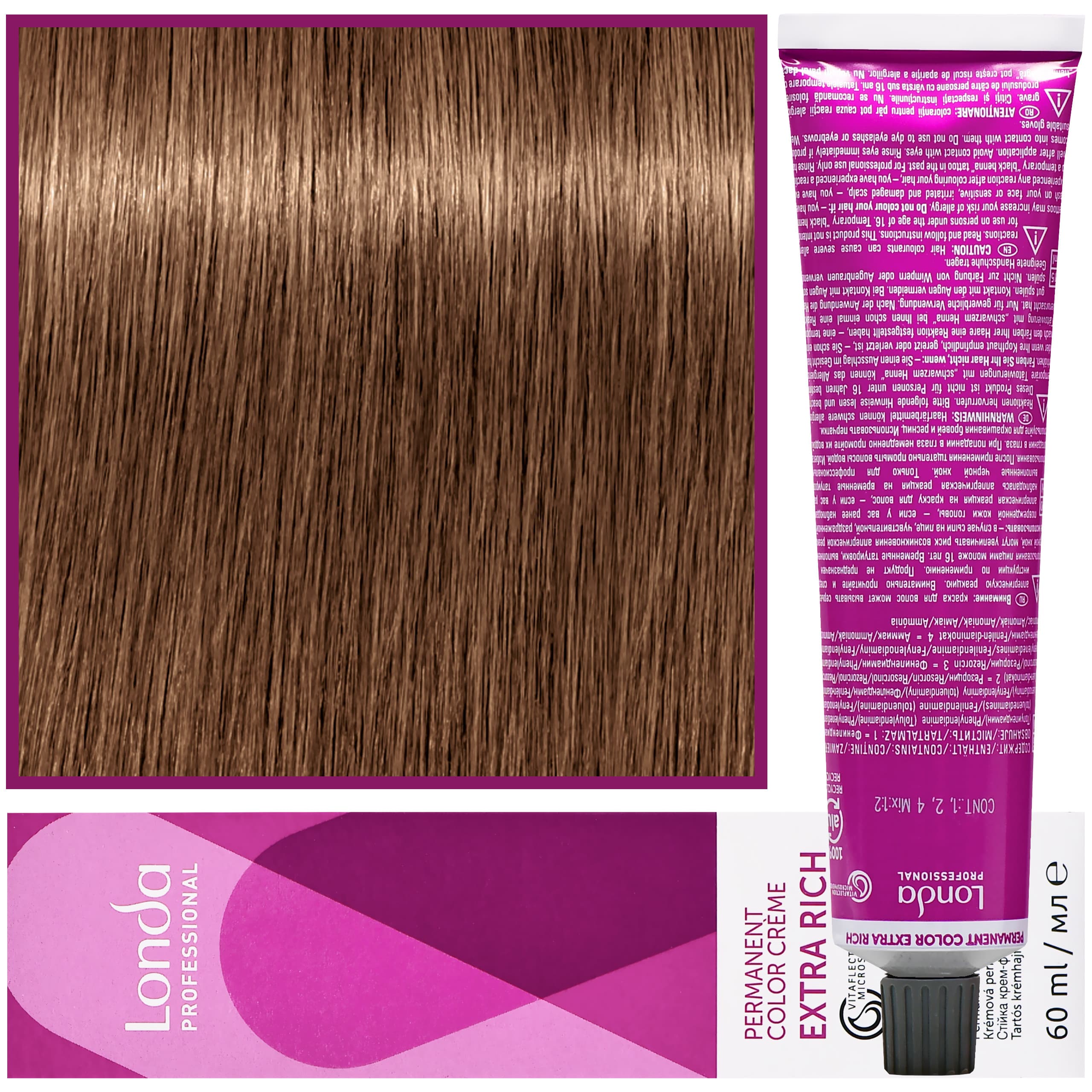 Color - profesjonalna farba do włosów Vitaflection Microspheres, 8/07 Naturalnie brązowy jasny blond