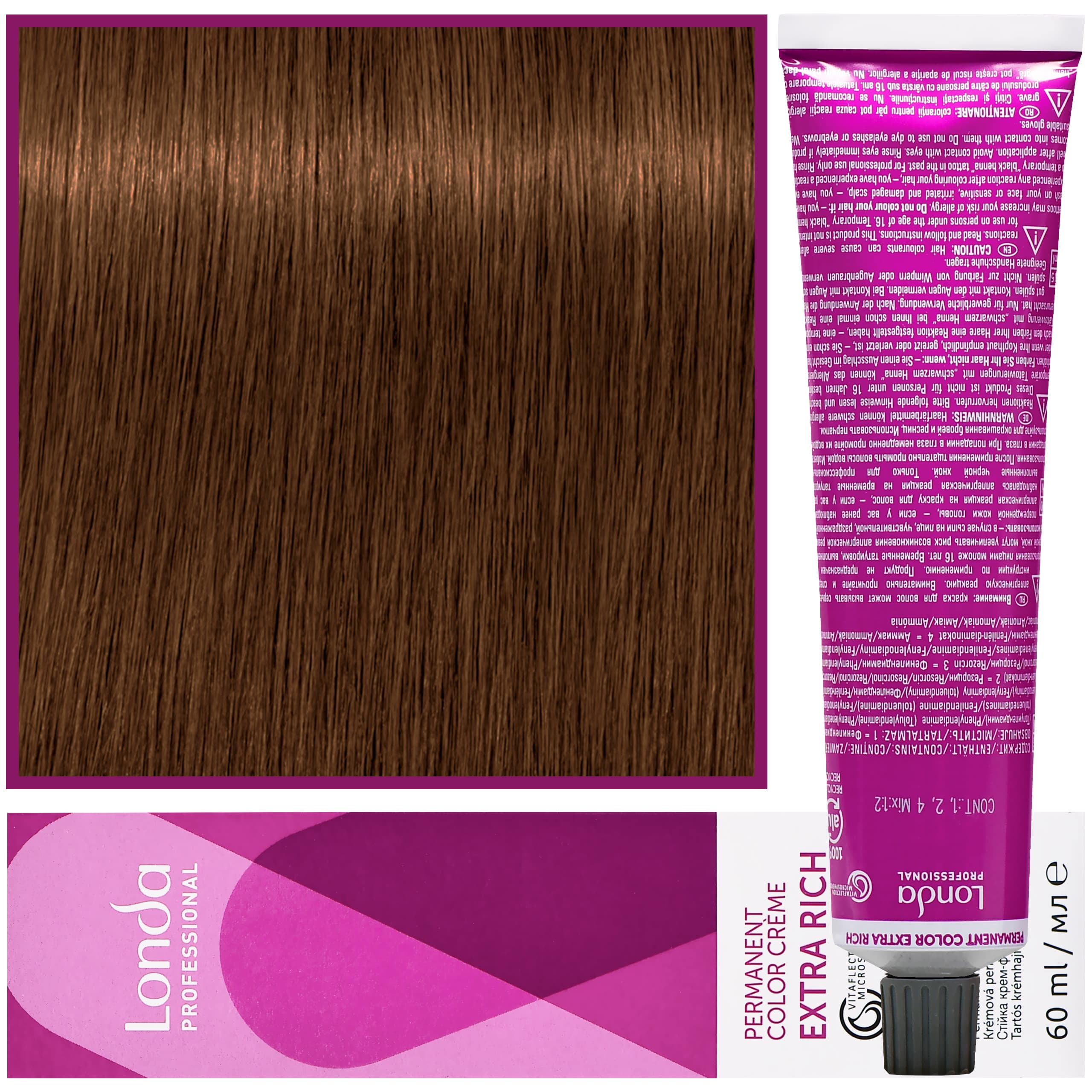Color - profesjonalna farba do włosów Vitaflection Microspheres, 7/71 Popielato-brązowy średni blond