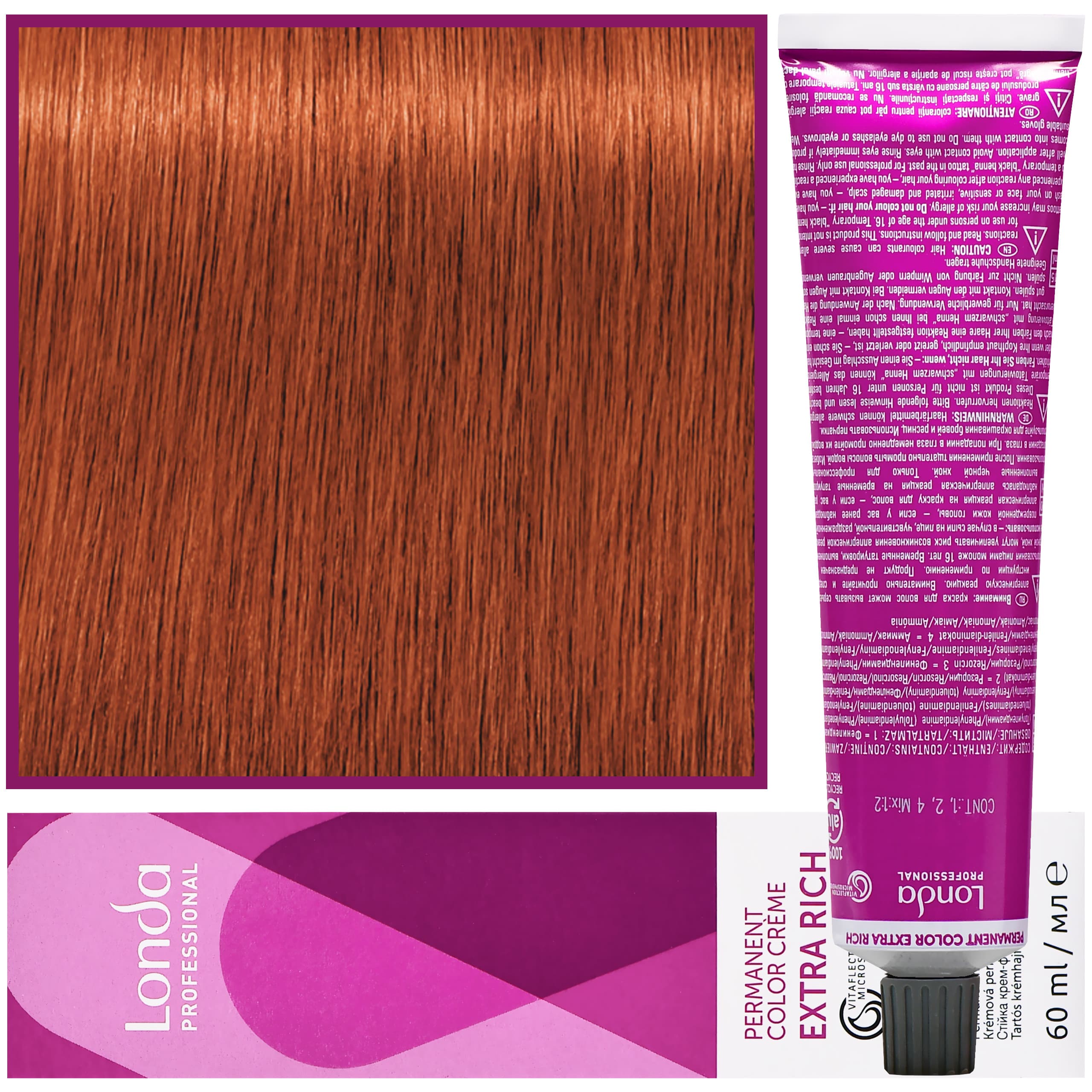 Color - profesjonalna farba do włosów Vitaflection Microspheres, 7/4 Miedziany średni blond