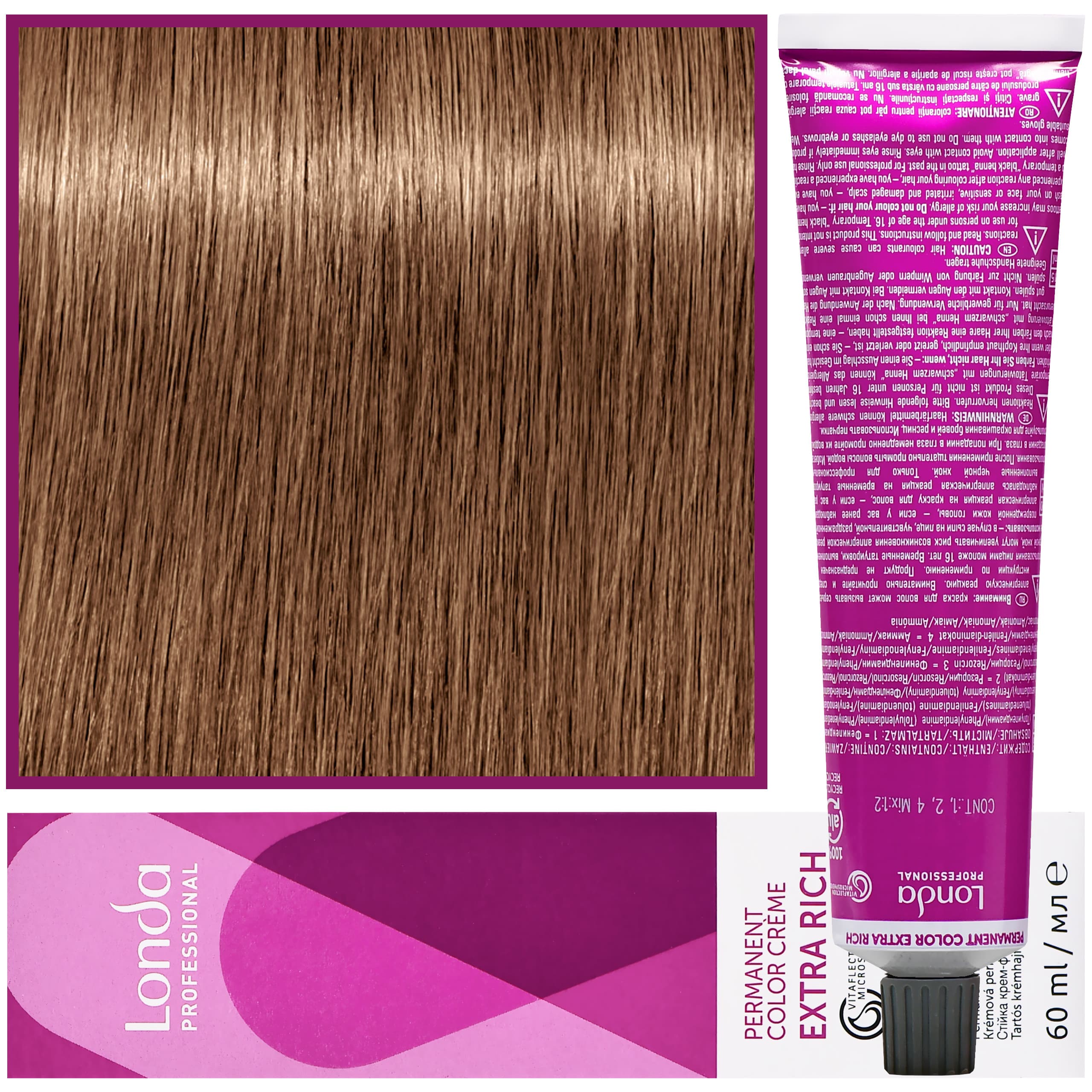 Color - profesjonalna farba do włosów Vitaflection Microspheres, 7/7 Brązowy średni blond