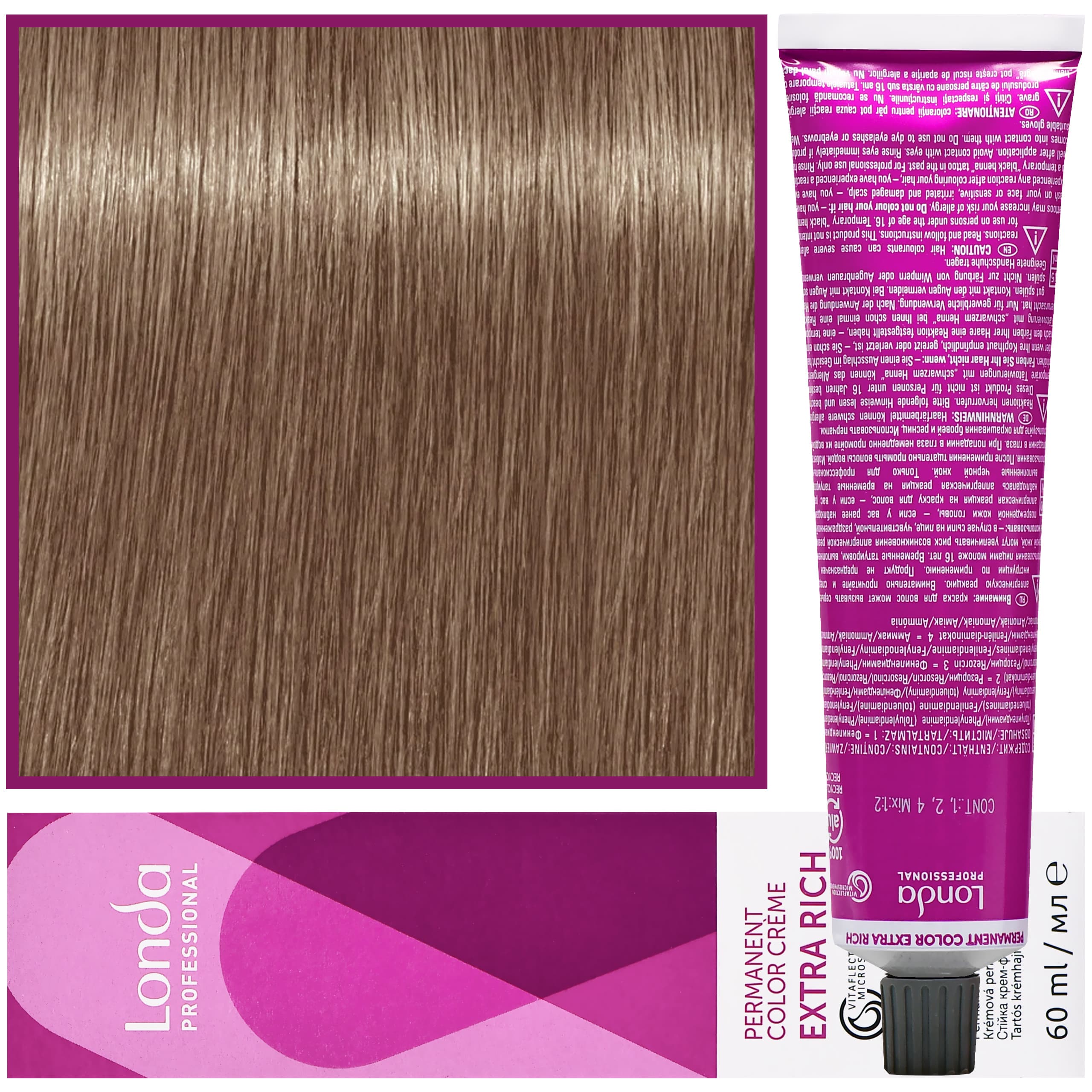Color - profesjonalna farba do włosów Vitaflection Microspheres, 7/17 średni Brąz Popielato Brązowy