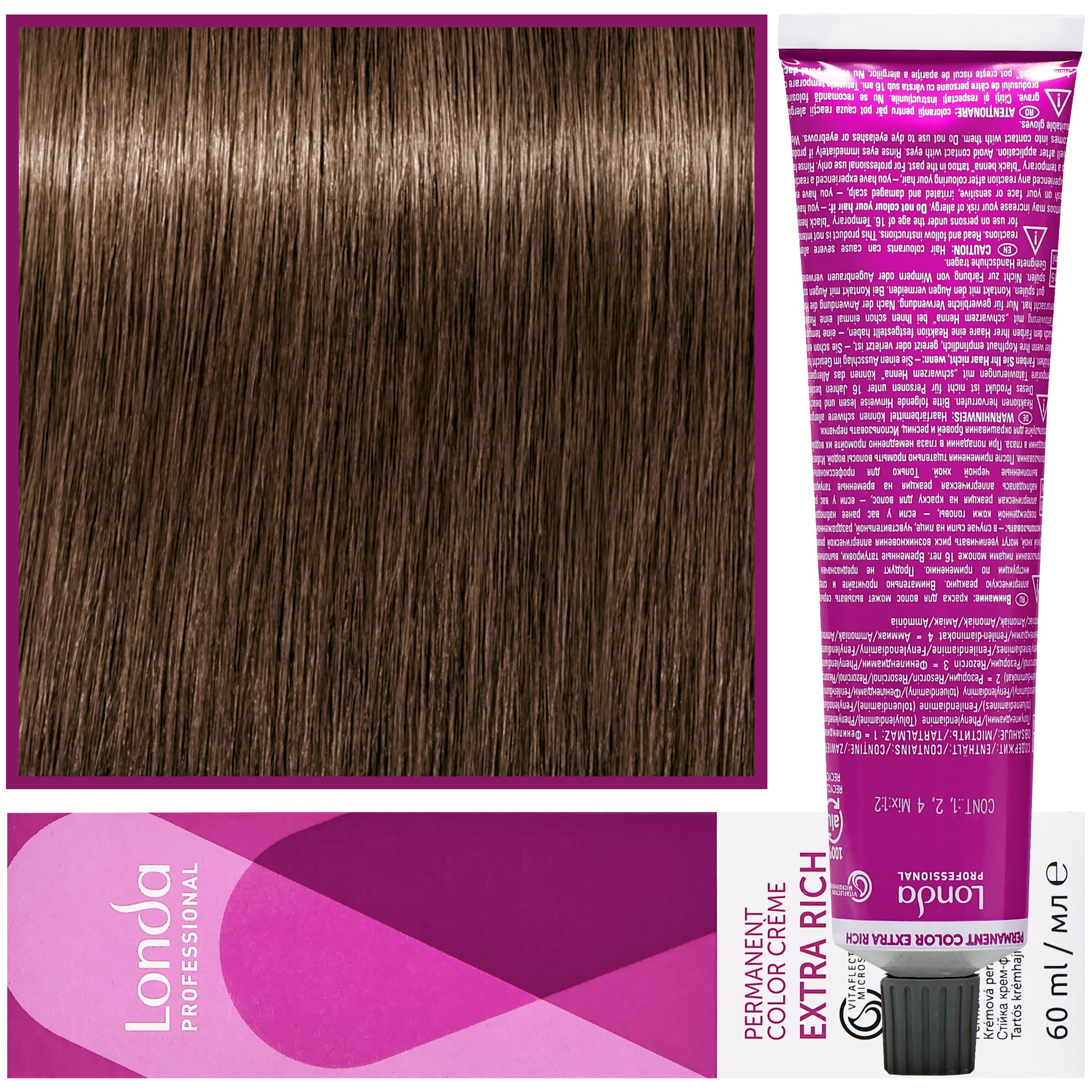 Color - profesjonalna farba do włosów Vitaflection Microspheres, 6/71 Popielato-brązowy ciemny blond