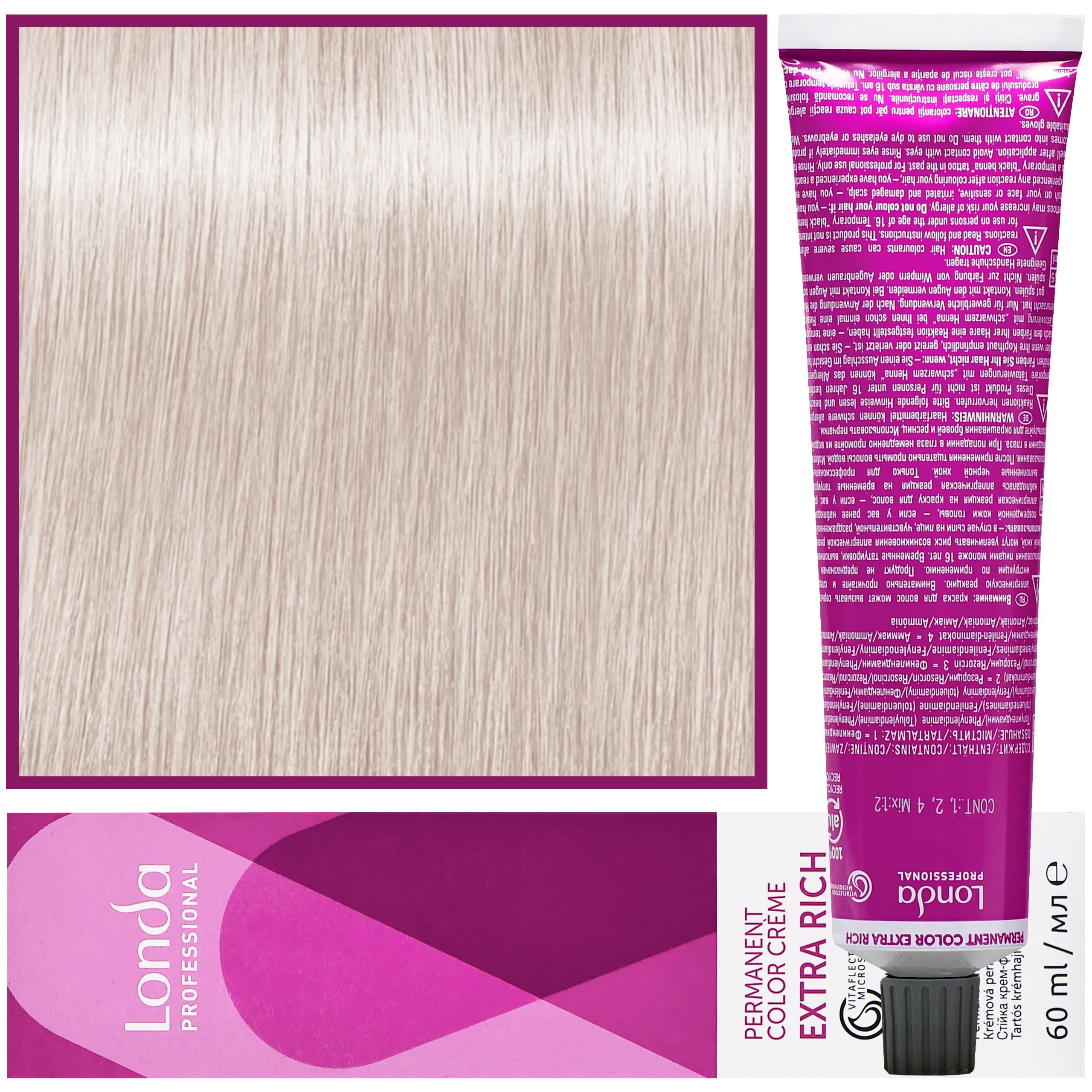 Color - profesjonalna farba do włosów Vitaflection Microspheres, 12/96 Specjalny blond grafitowo-fioletowy