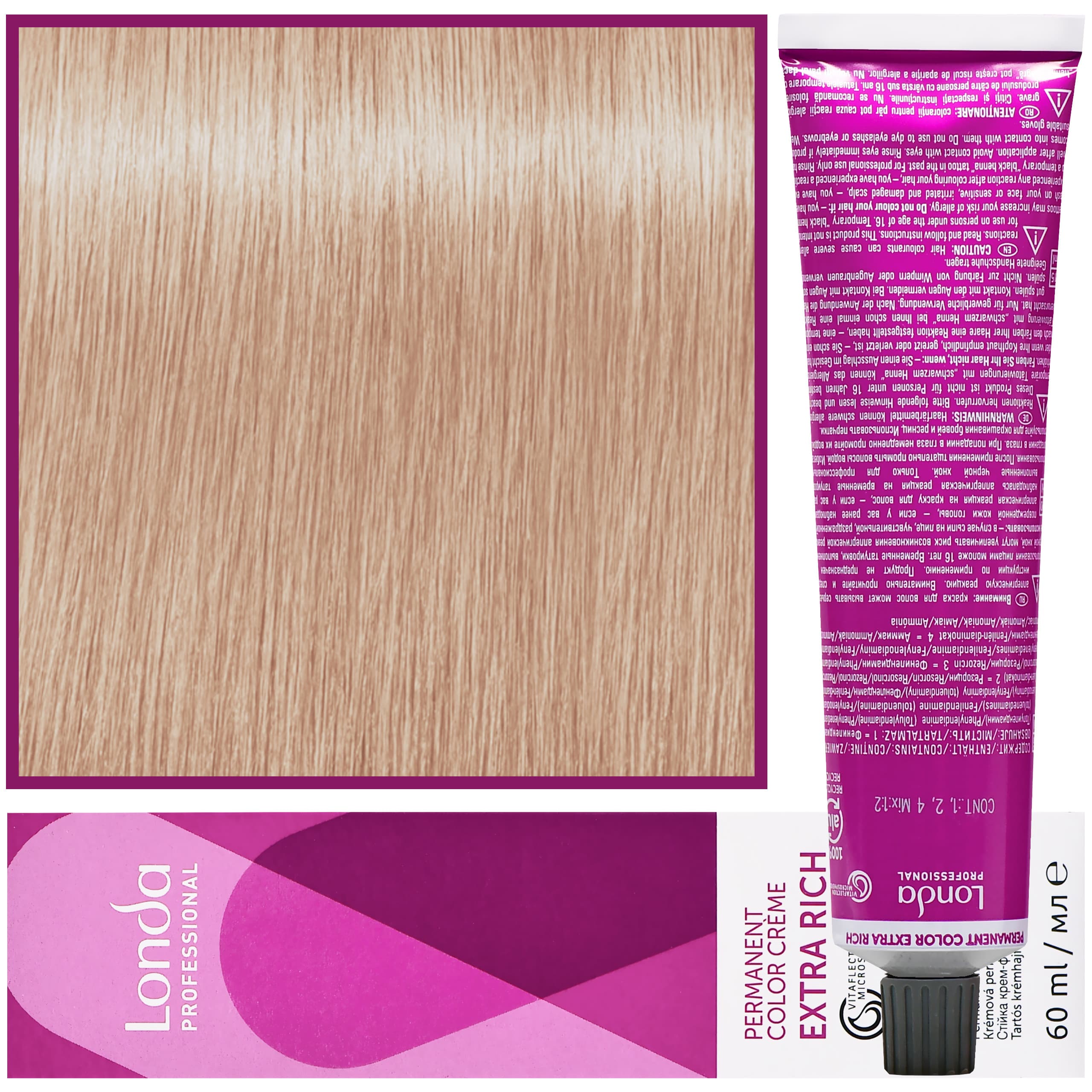 Color - profesjonalna farba do włosów Vitaflection Microspheres, 12/61 Popielato-fioletowy specjalny blond