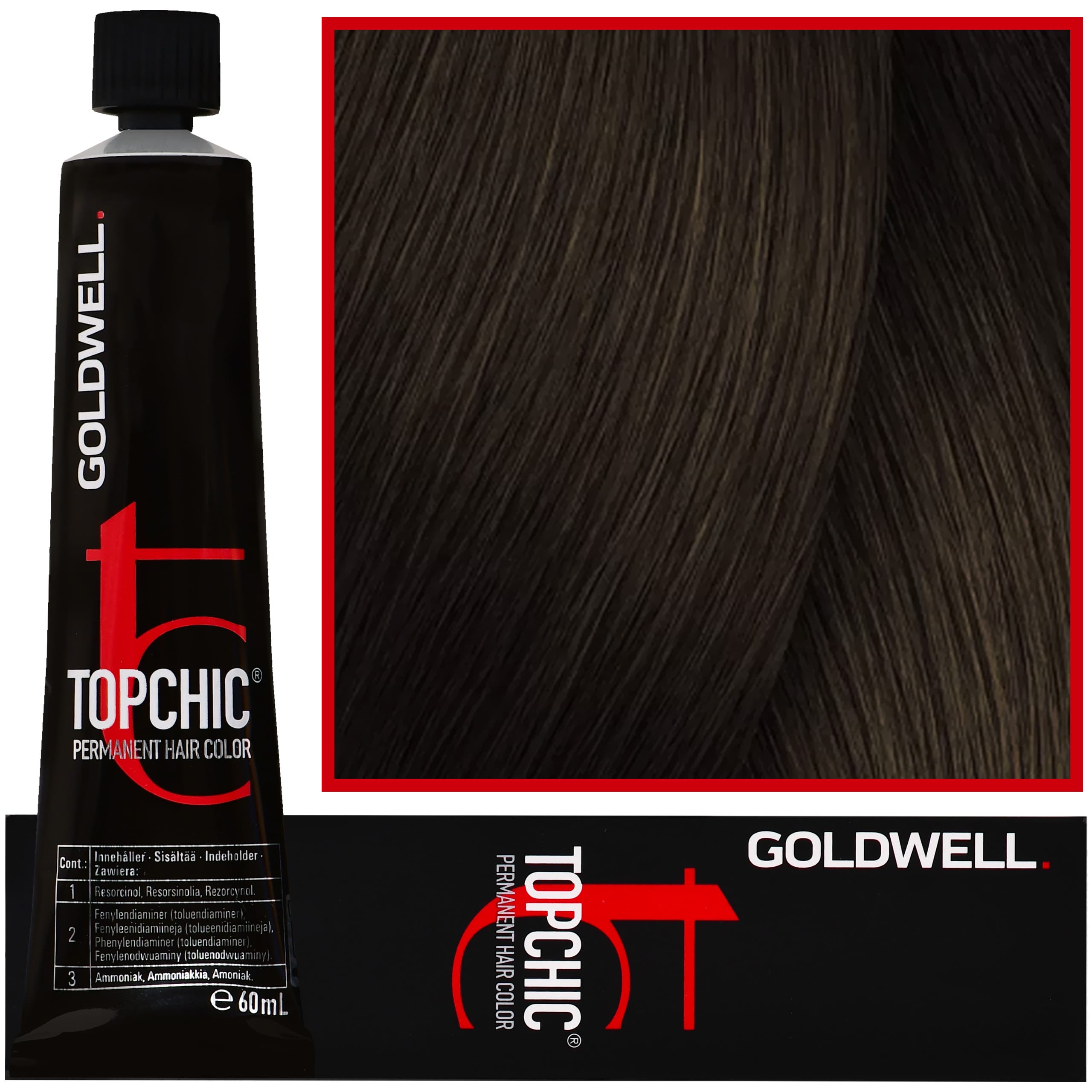 Topchic - profesjonalna farba do włosów, 4-NN Ekstra Mocny Średni Naturalny Brąz