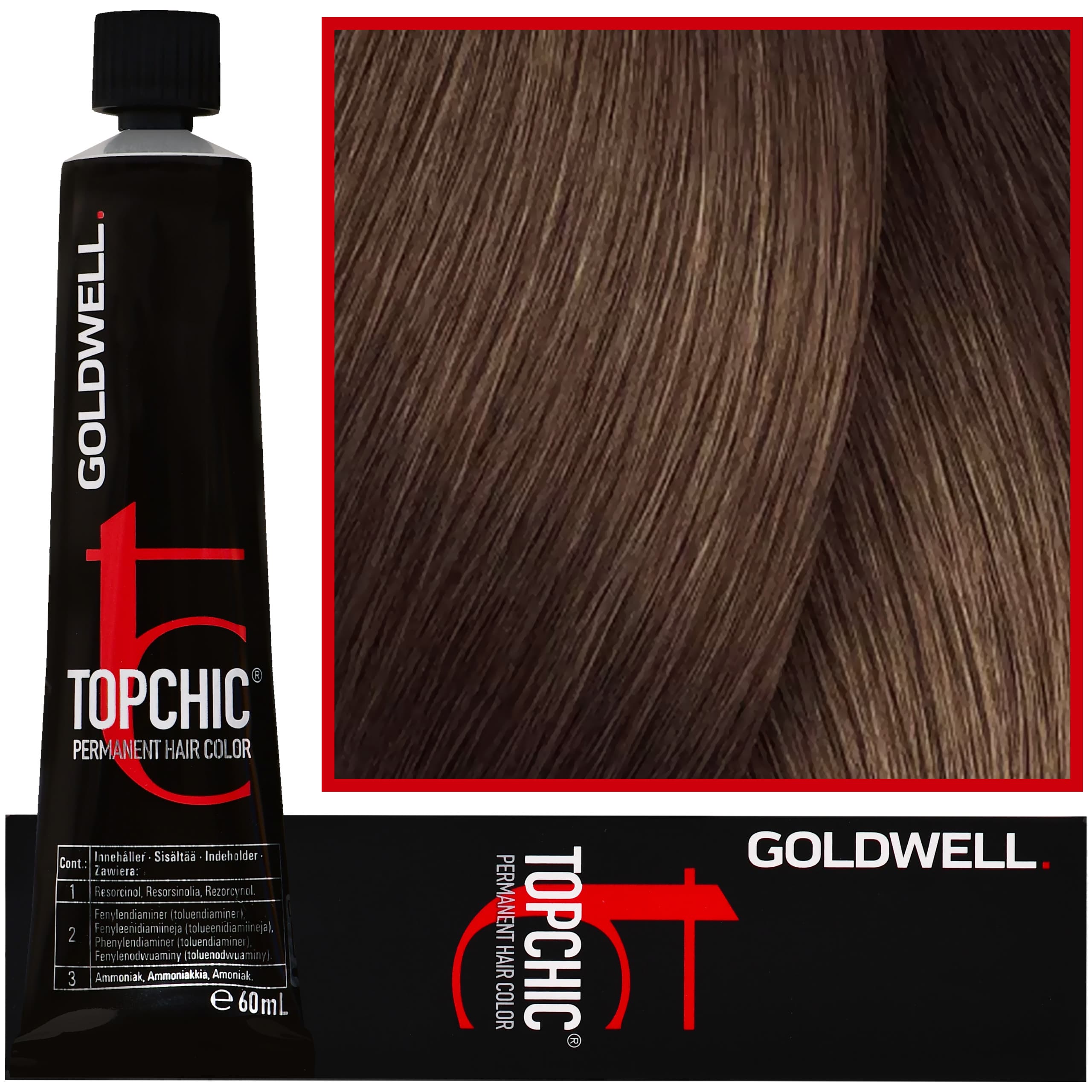 Topchic - profesjonalna farba do włosów, 7-BN Średni Naturalny Brąz