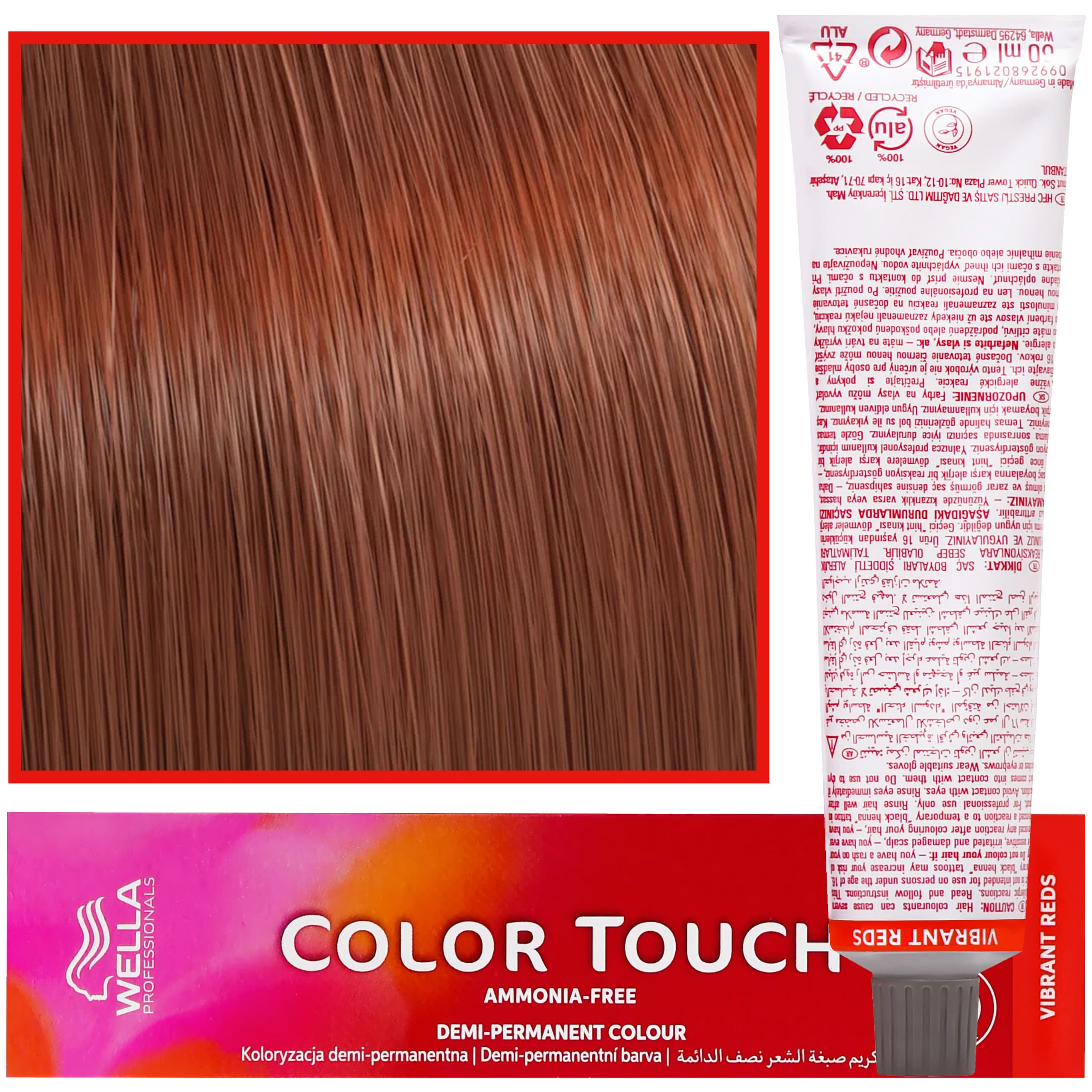 Color Touch - profesjonalna farba do włosów bez amoniaku, 7/43 Czerwień Tycjana