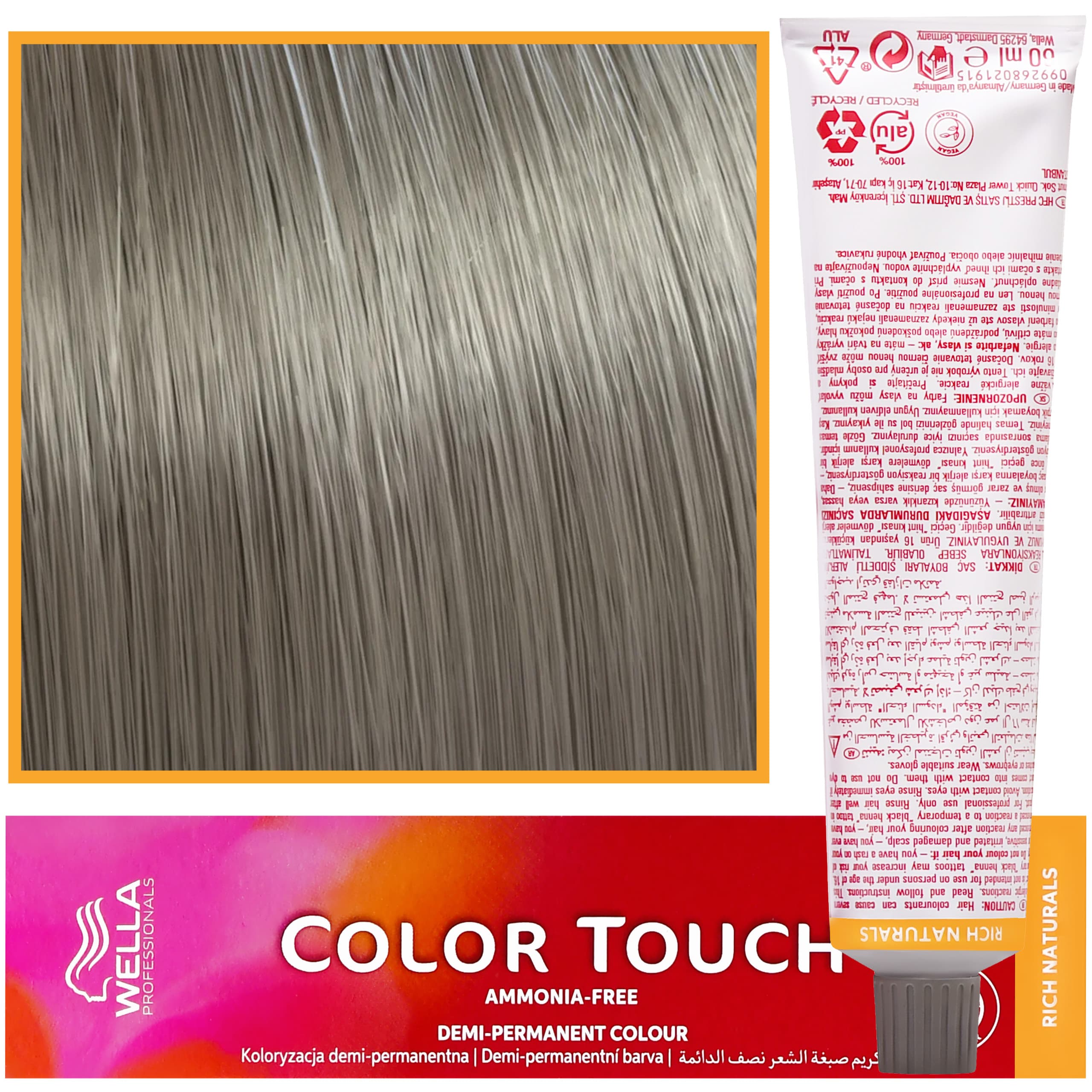Color Touch - profesjonalna farba do włosów bez amoniaku, 8/81 Srebrny