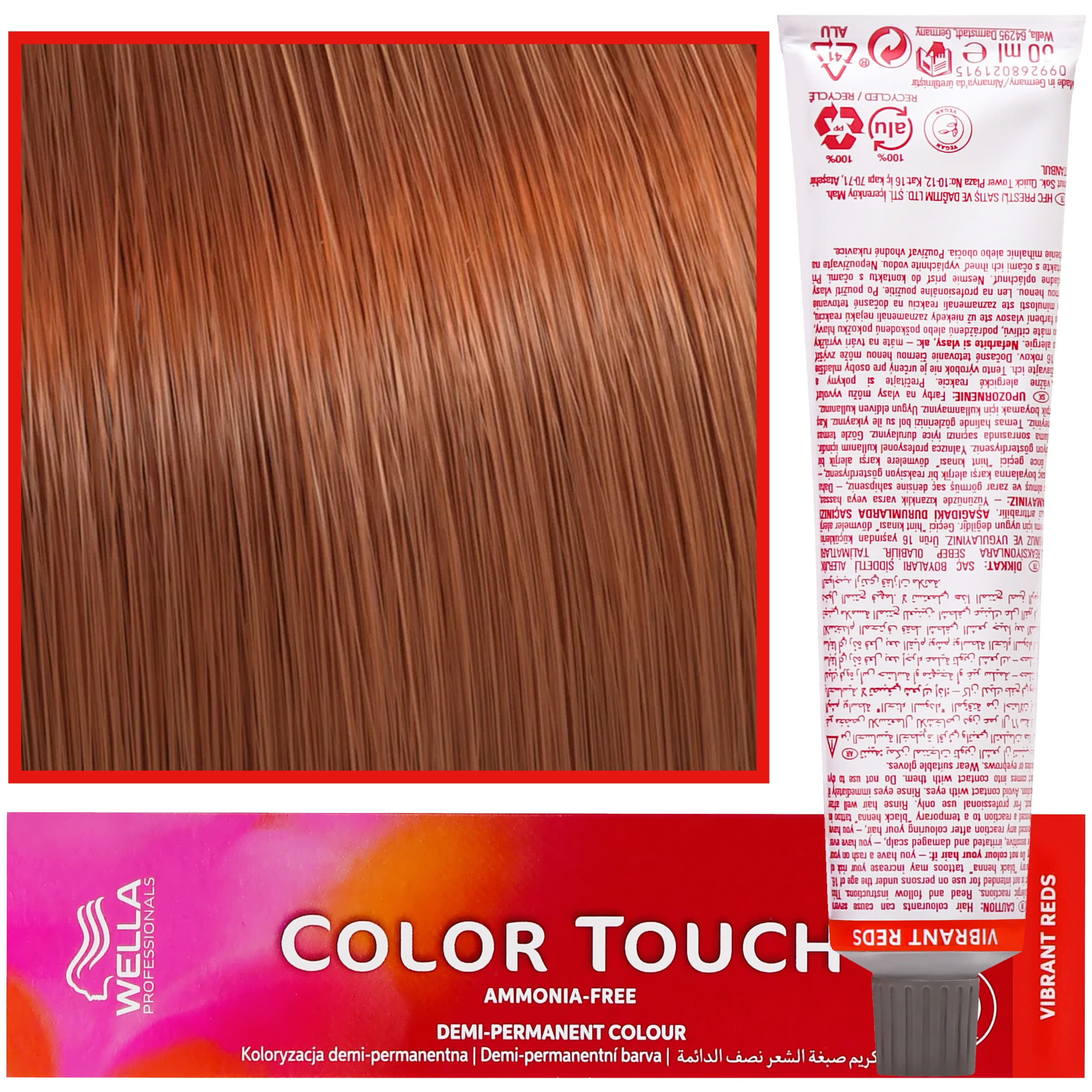 Color Touch - profesjonalna farba do włosów bez amoniaku, 8/43 Jasny Blond Miedziano-Złoty