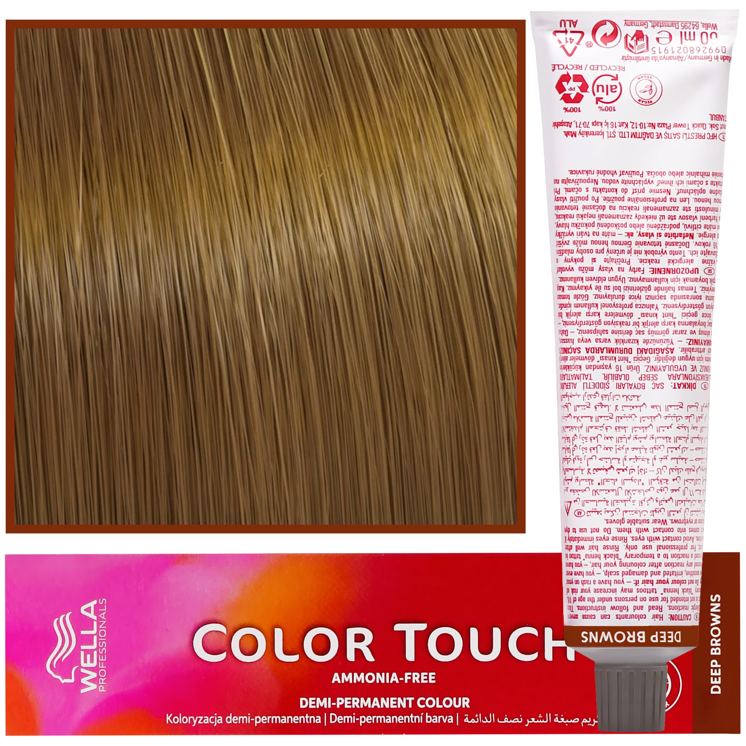 Color Touch - profesjonalna farba do włosów bez amoniaku, 8/73 Jasny Blond Brązowo Złoty