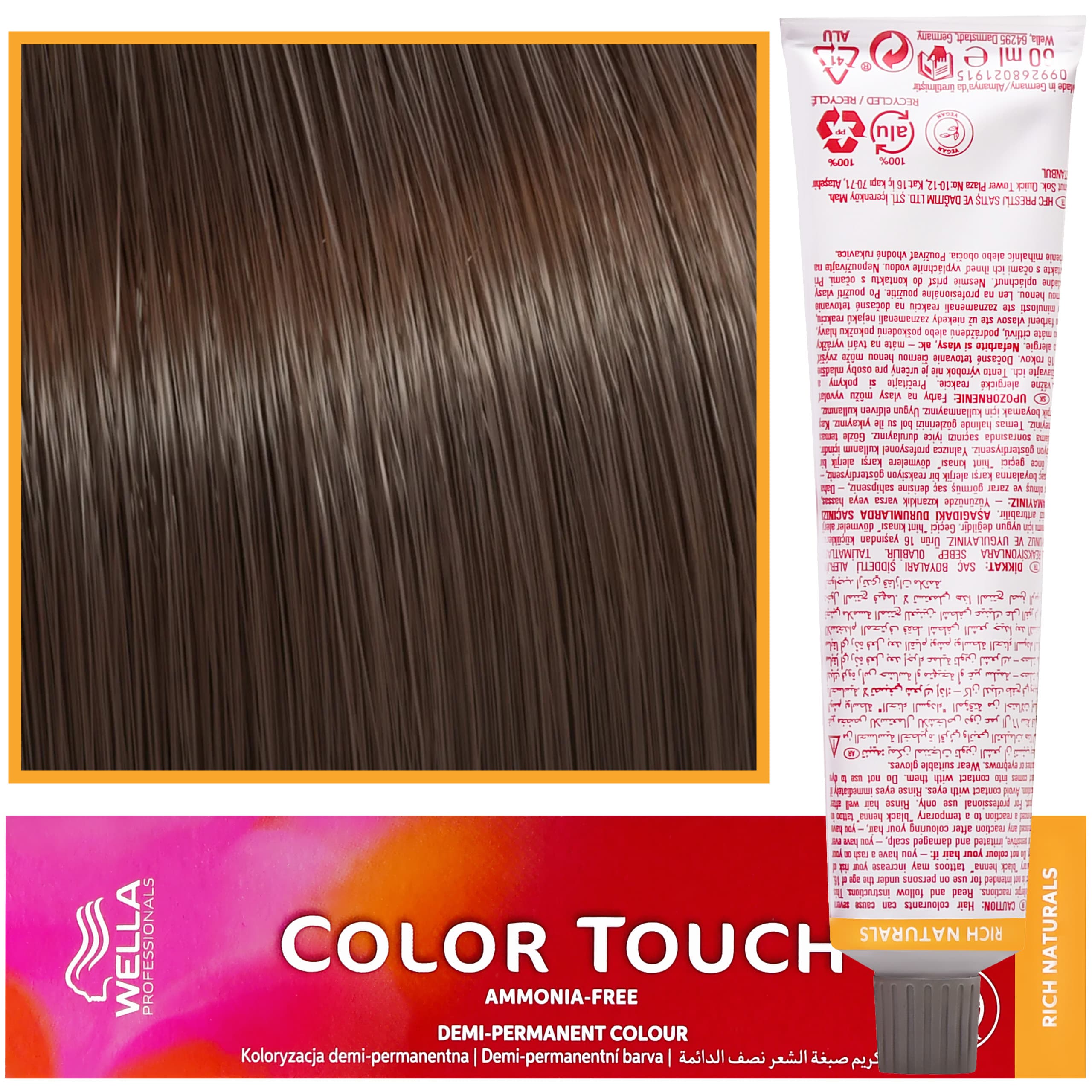 Color Touch - profesjonalna farba do włosów bez amoniaku, 6/37 Indiański Brąz