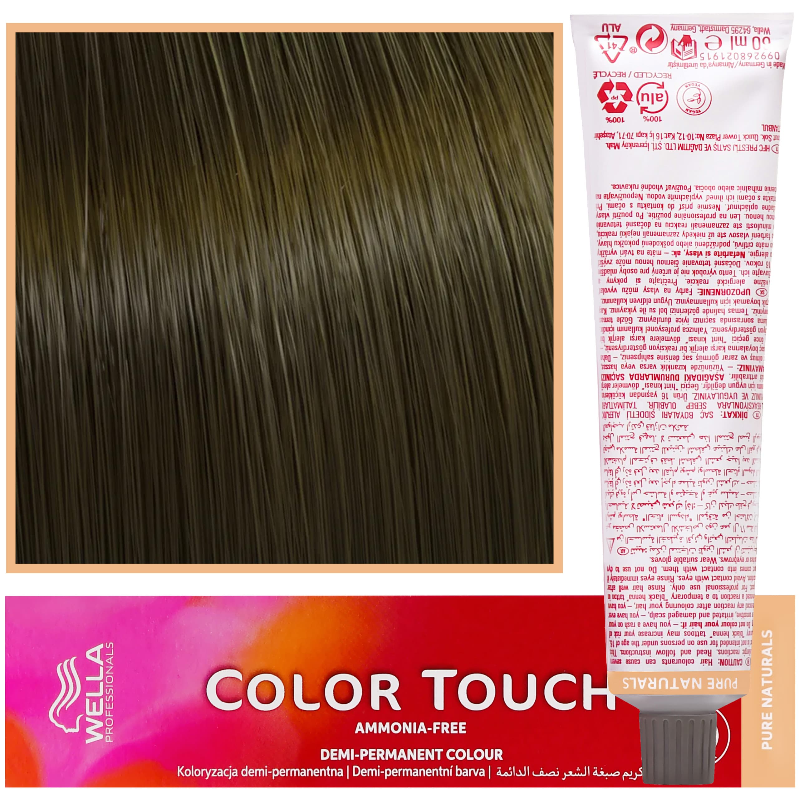 Color Touch - profesjonalna farba do włosów bez amoniaku, 5/0 Jasny Brąz