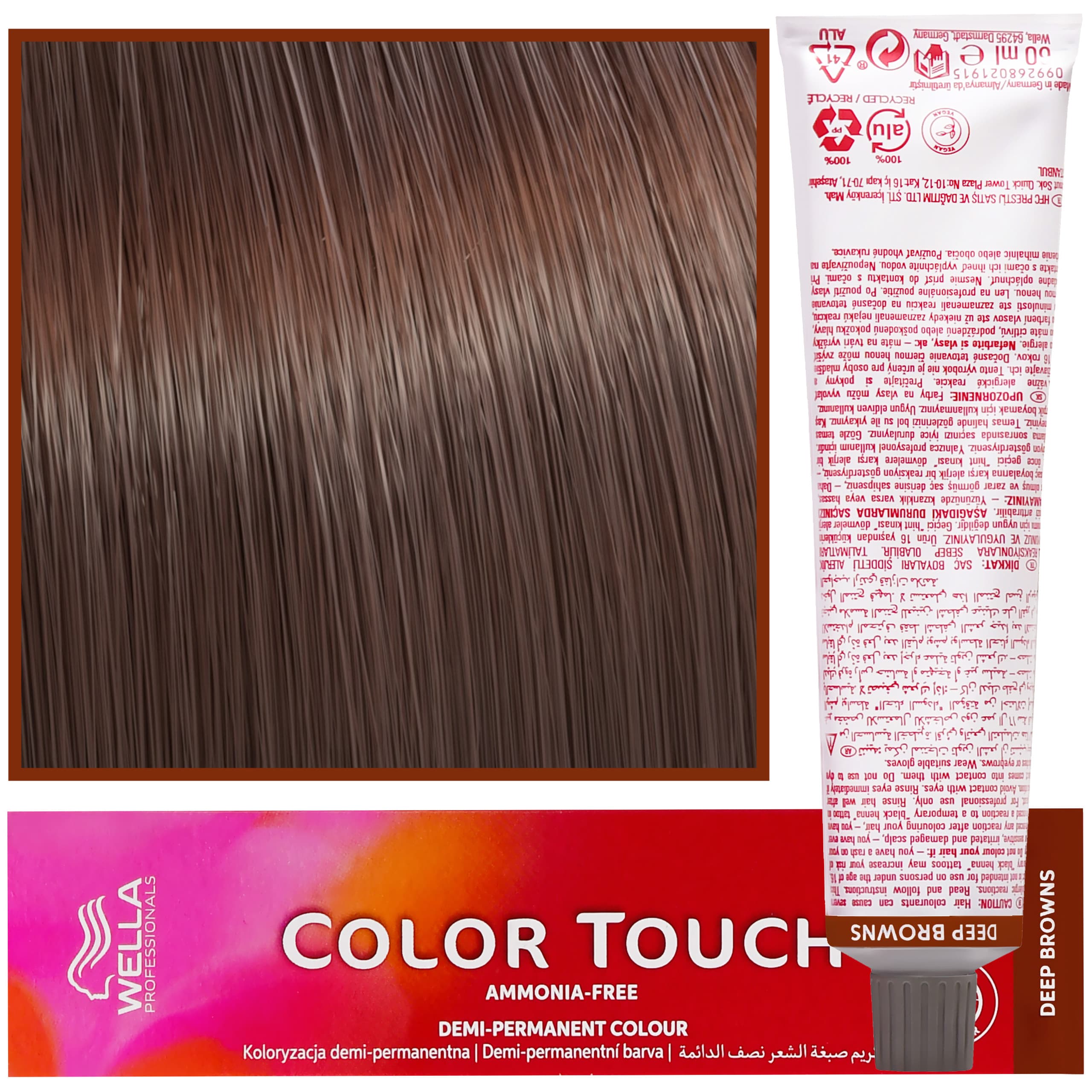 Color Touch - profesjonalna farba do włosów bez amoniaku, 7/75 Jasny Palisander