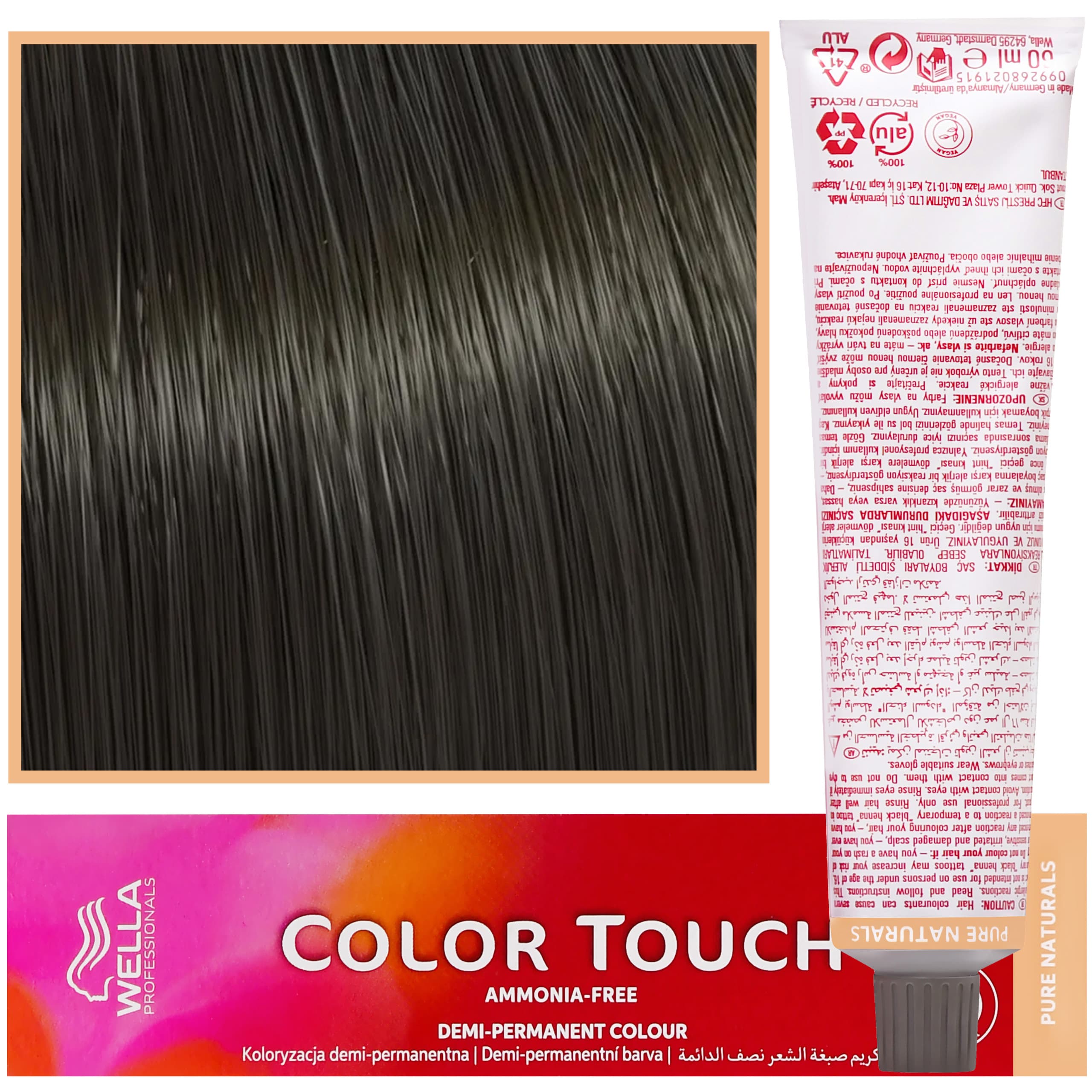 Color Touch - profesjonalna farba do włosów bez amoniaku, 3/0 Ciemny Brąz