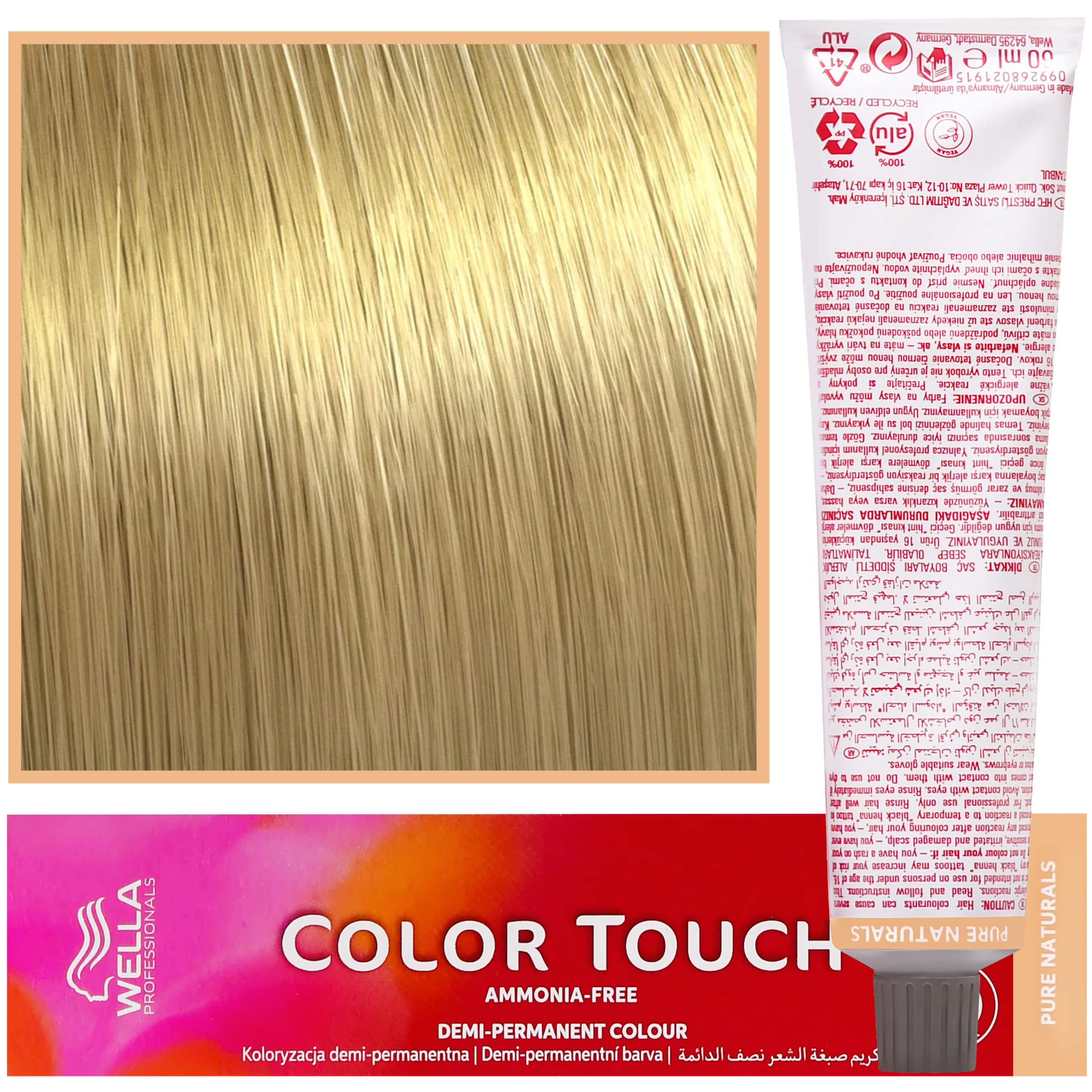 Color Touch - profesjonalna farba do włosów bez amoniaku, 9/01 Popielaty Rozświetlony Blond