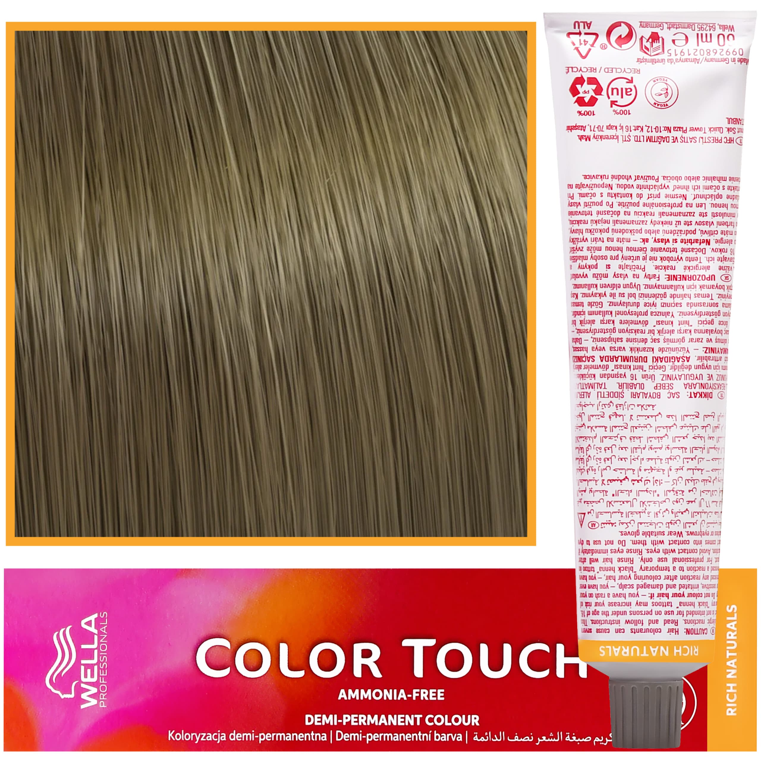 Color Touch - profesjonalna farba do włosów bez amoniaku, 7/1 Średni Popielaty Blond