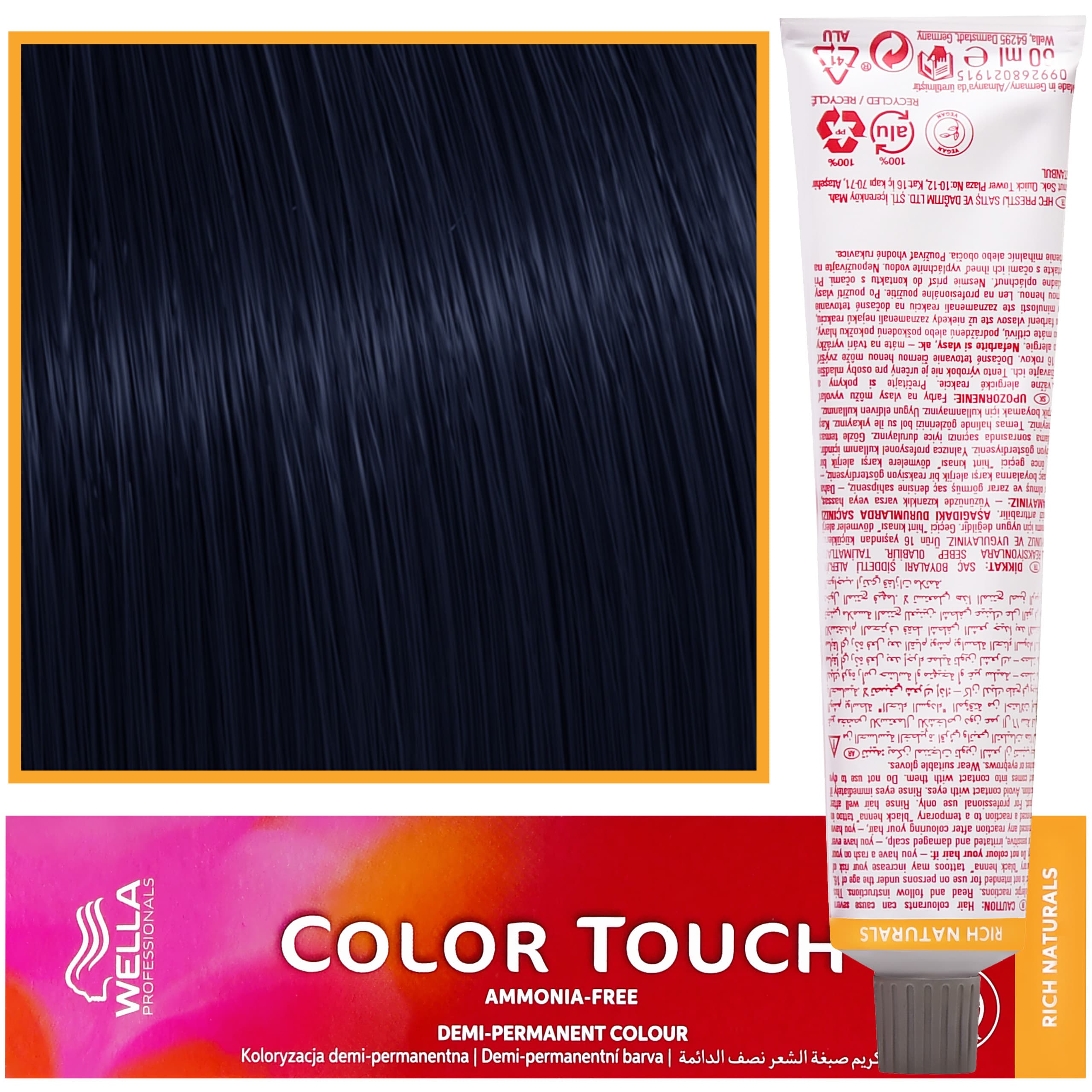 Color Touch - profesjonalna farba do włosów bez amoniaku, 2/8 Niebieskoczarny