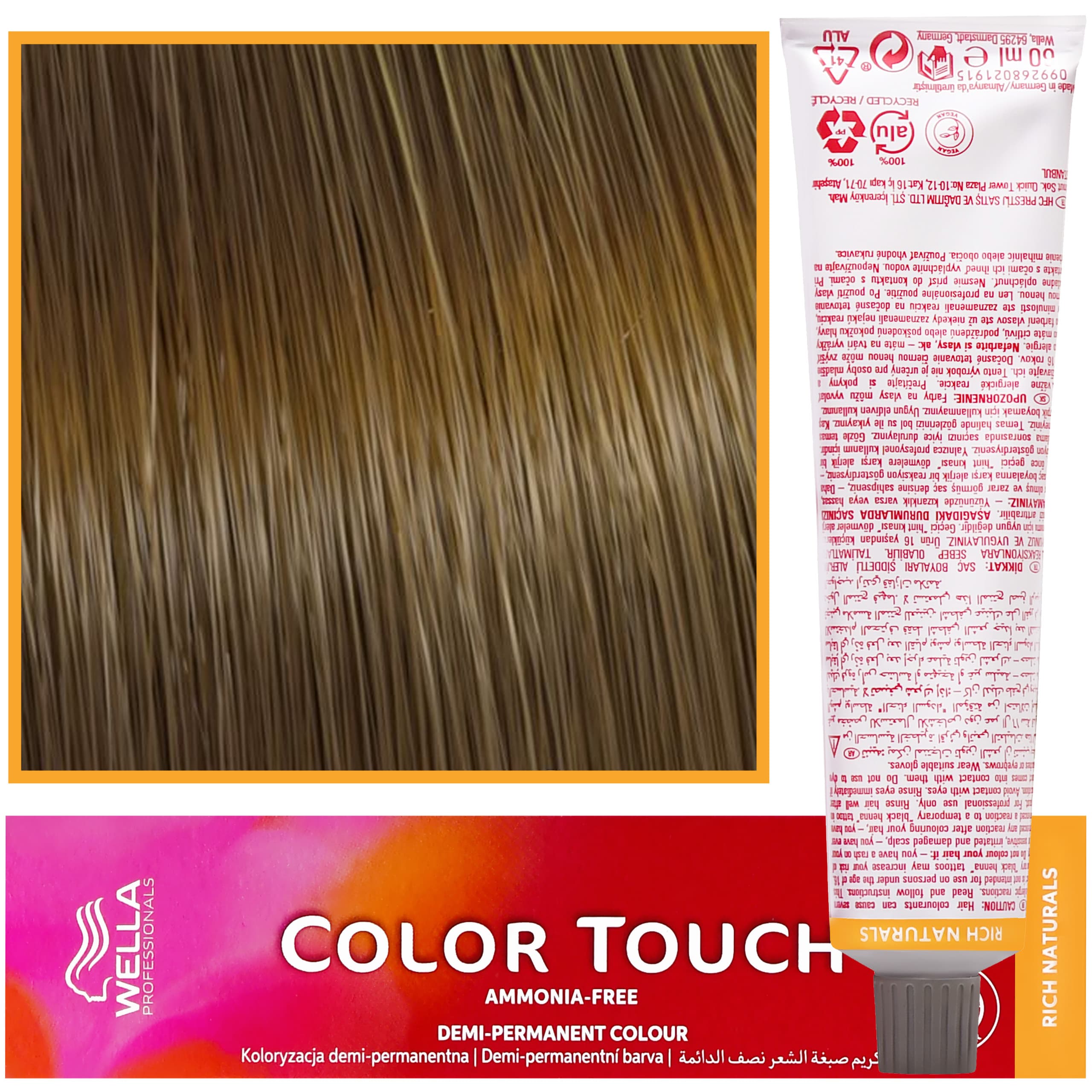 Color Touch - profesjonalna farba do włosów bez amoniaku, 7/3 Orzech Laskowy