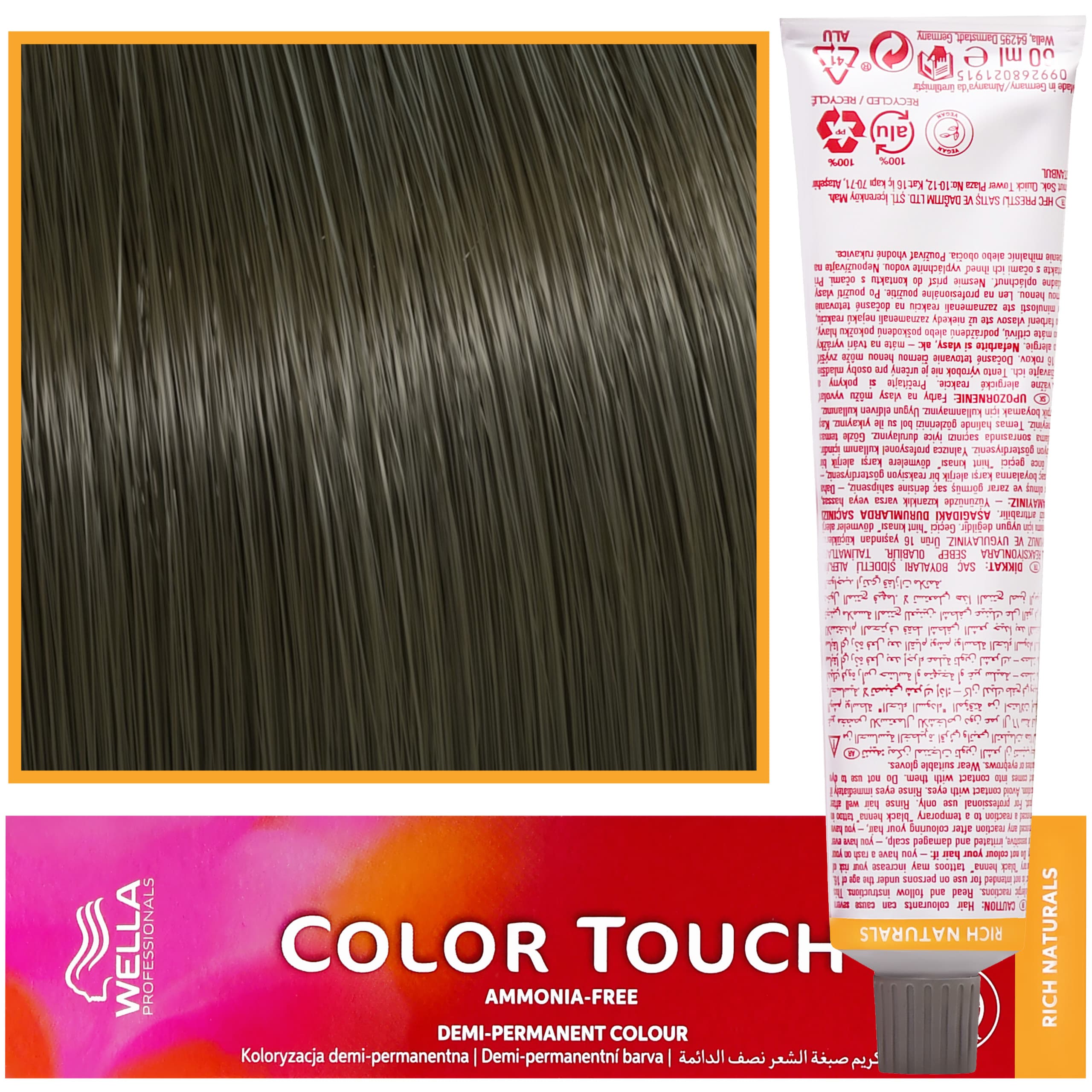 Color Touch - profesjonalna farba do włosów bez amoniaku, 5/1 Jasny Brąz Popielaty