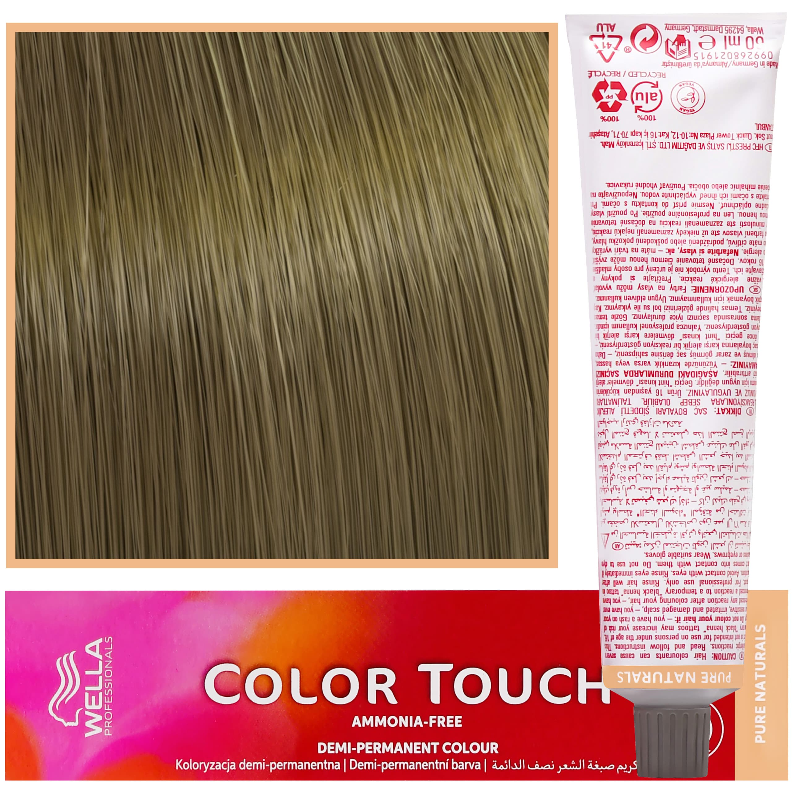Color Touch - profesjonalna farba do włosów bez amoniaku, 7/03 Średni Blond Naturalnie Złoty