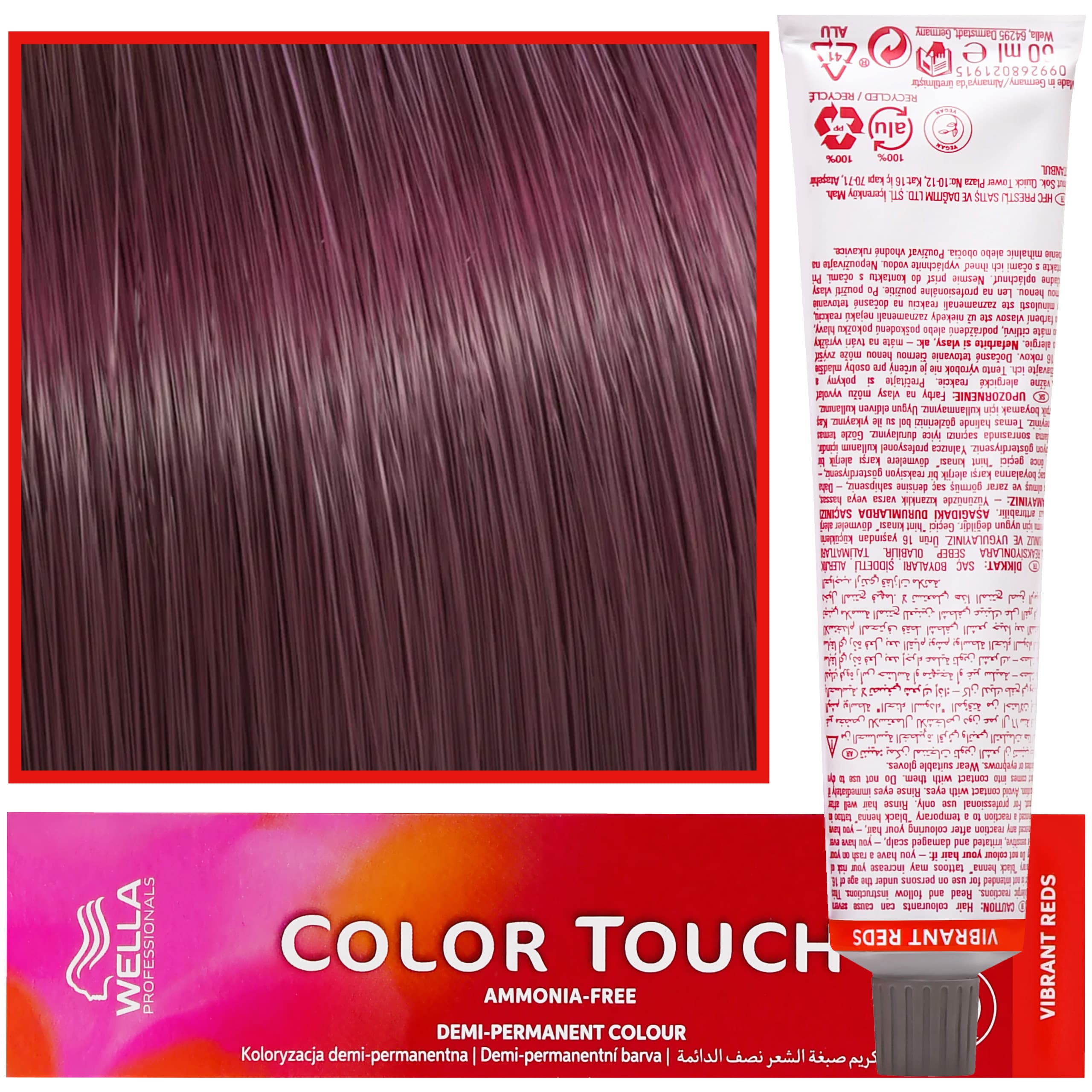 Color Touch - profesjonalna farba do włosów bez amoniaku, 55/54 Intensywny Jasny Brąz Czerwono-Miedziany