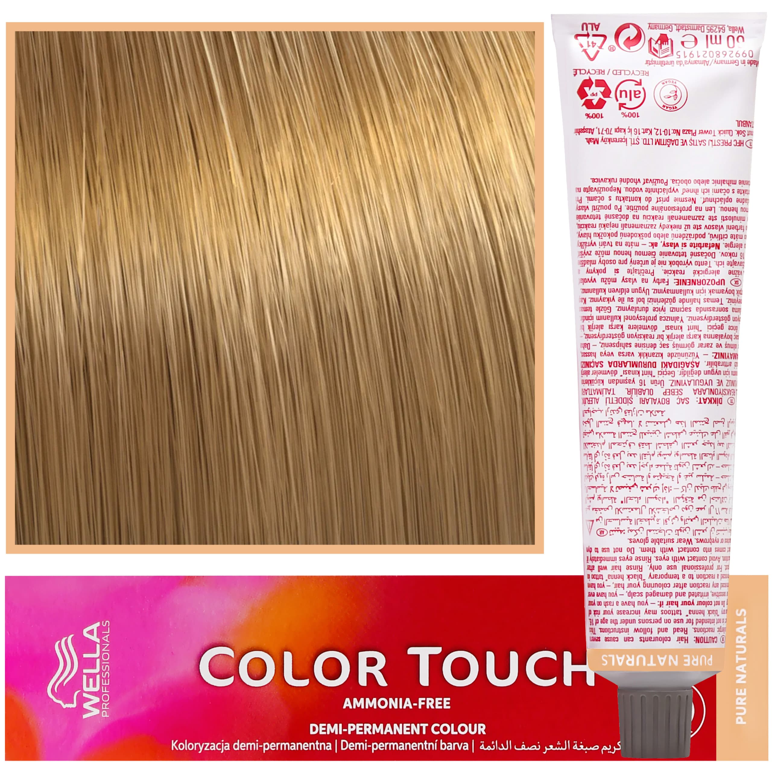 Color Touch - profesjonalna farba do włosów bez amoniaku, 9/03 Beżowy Rozświetlony Blond