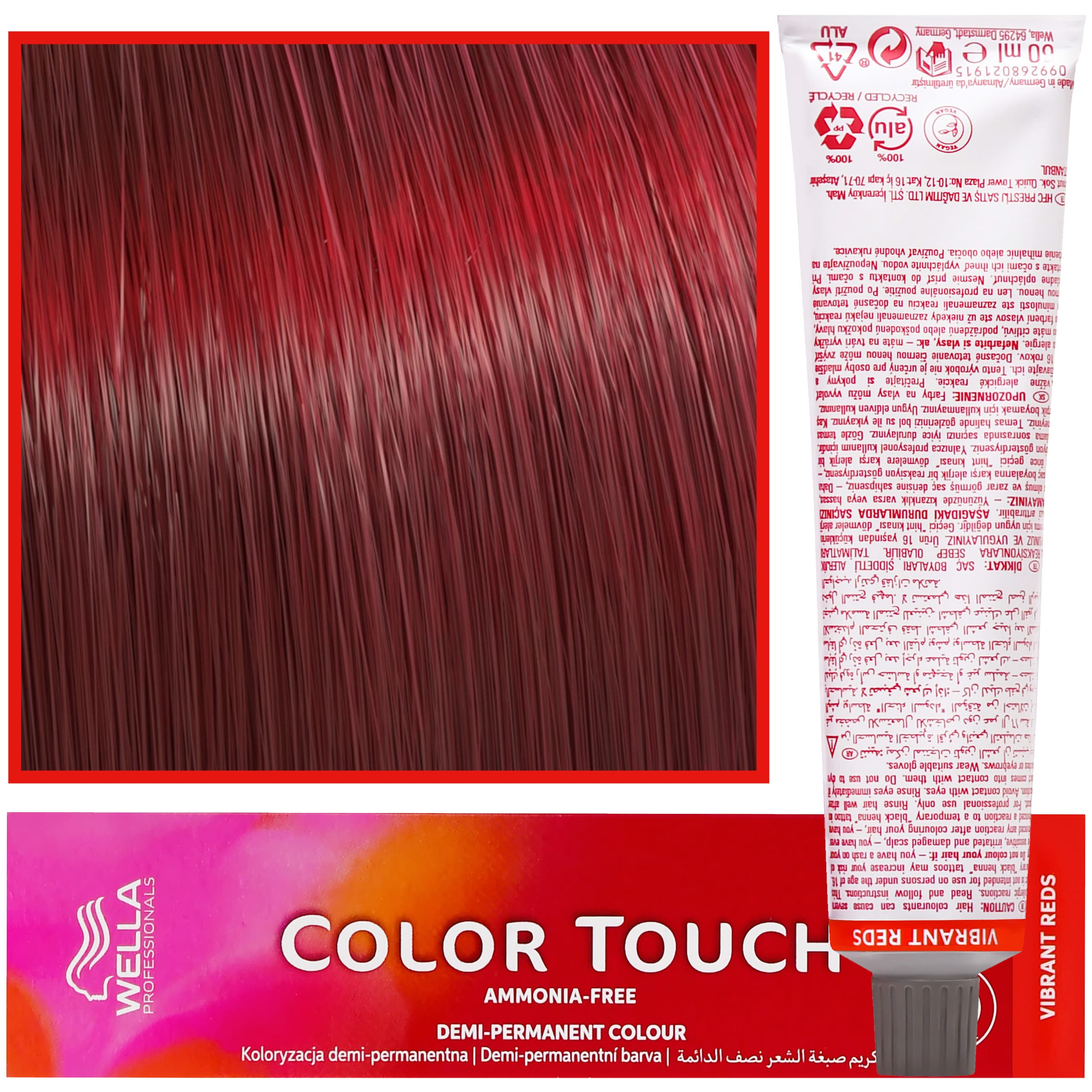 Color Touch - profesjonalna farba do włosów bez amoniaku, 66/45 Satynowa Czerwień