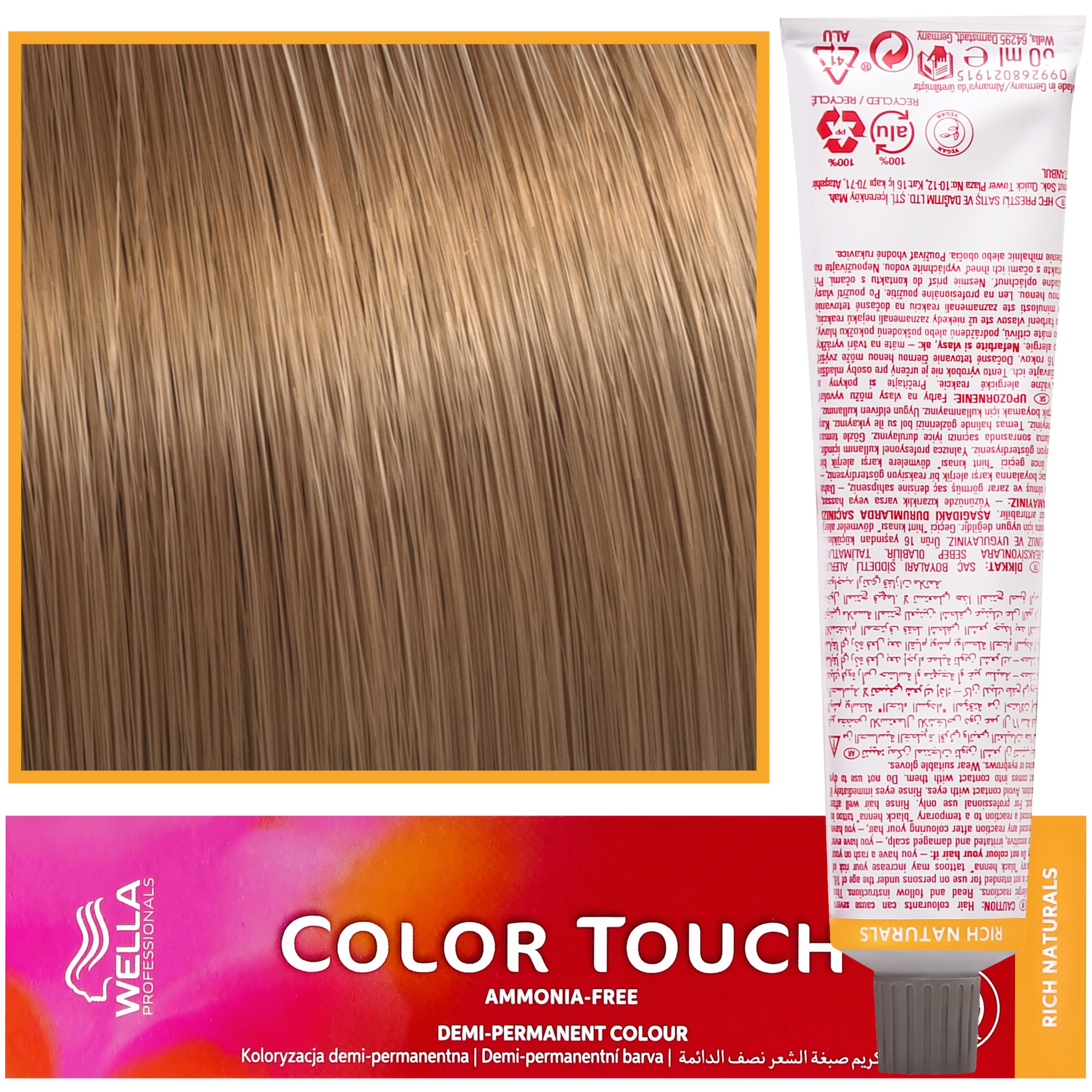 Color Touch - profesjonalna farba do włosów bez amoniaku, 8/38 Jasny Blond Złoto Perłowe