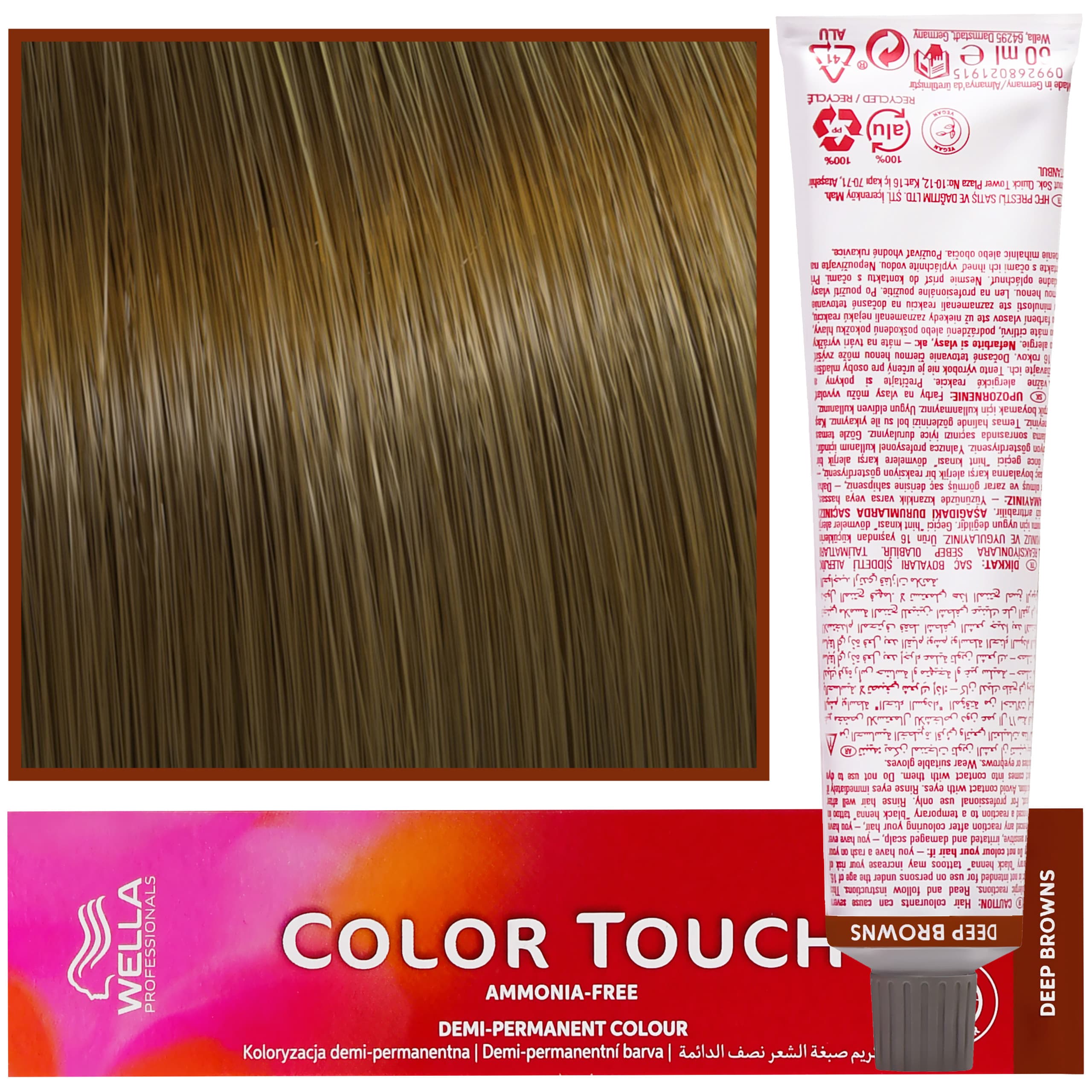 Color Touch - profesjonalna farba do włosów bez amoniaku, 7/71 Brązowo-Popielaty Średni Blond