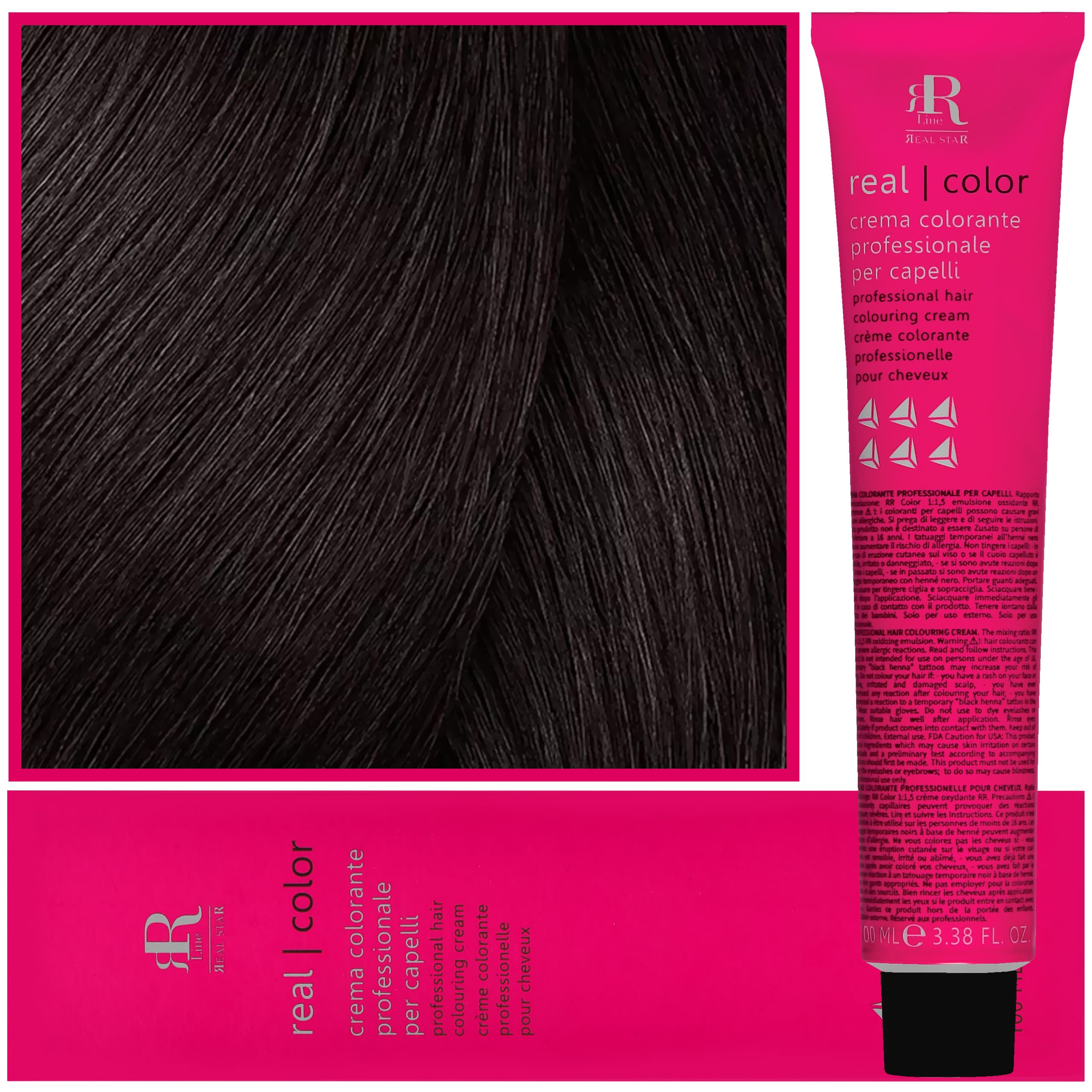 Real Color Crema - profesjonalna farba do włosów, 3.0 | Ciemny Brąz