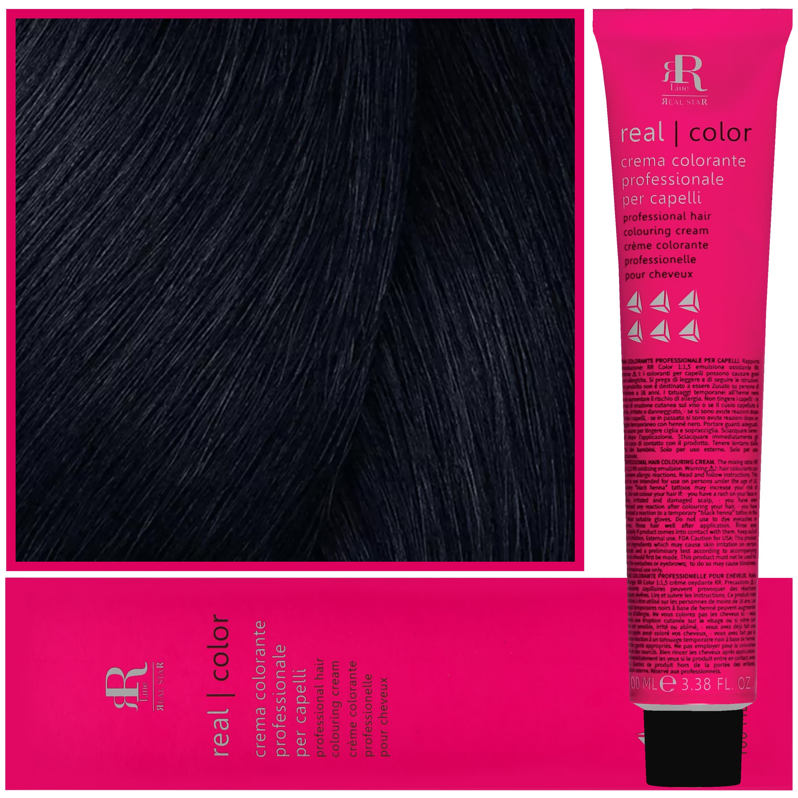 Real Color Crema - profesjonalna farba do włosów, 1.10 | Niebieska Czerń