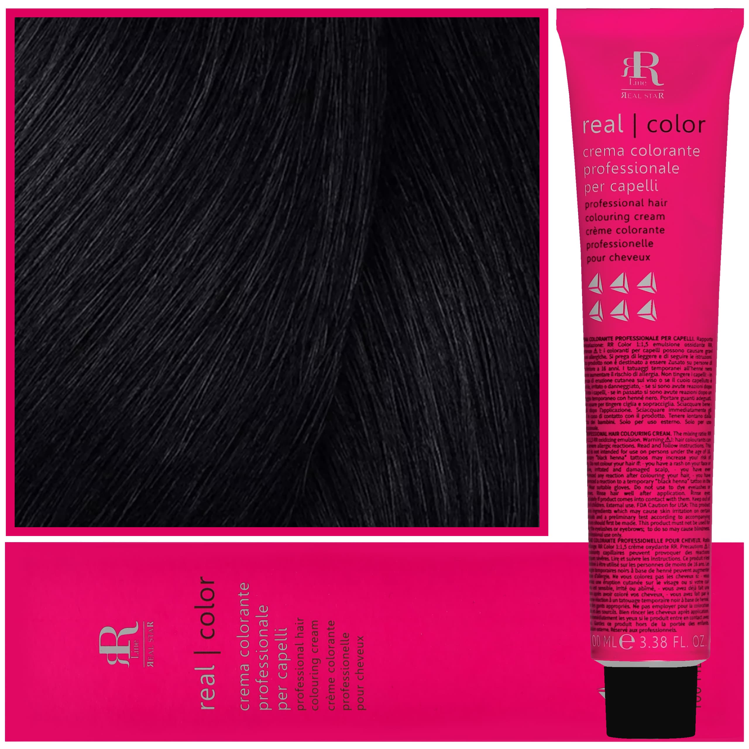 Real Color Crema - profesjonalna farba do włosów, 1.0 | Czarny