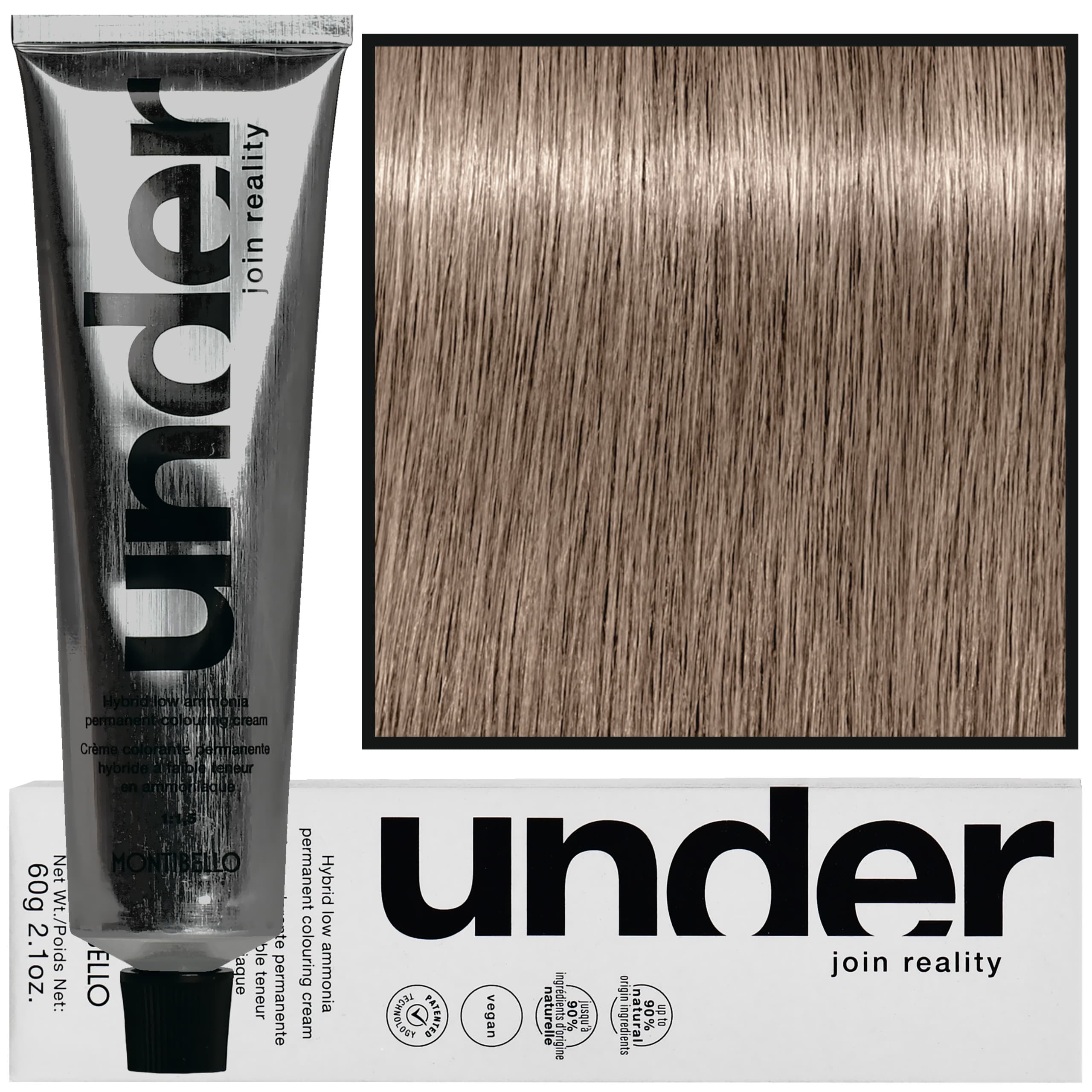 Under – profesjonalna farba do włosów, 8.16 / 8AB | Jasny Popielaty Brunet Blond
