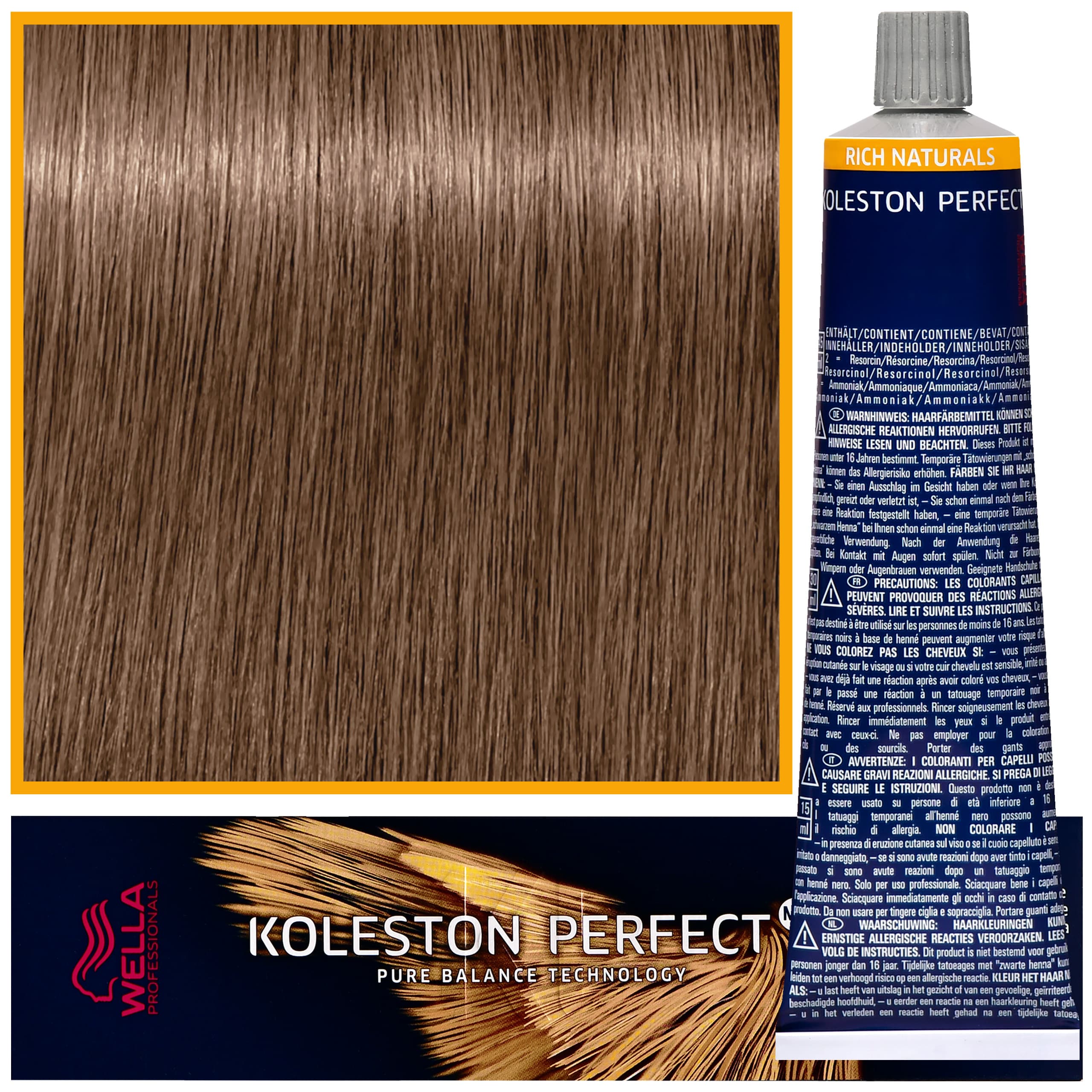 Koleston Perfect Me - profesjonalna farba do koloryzacji włosów, 7/31 Złoto Popielaty Średni Blond
