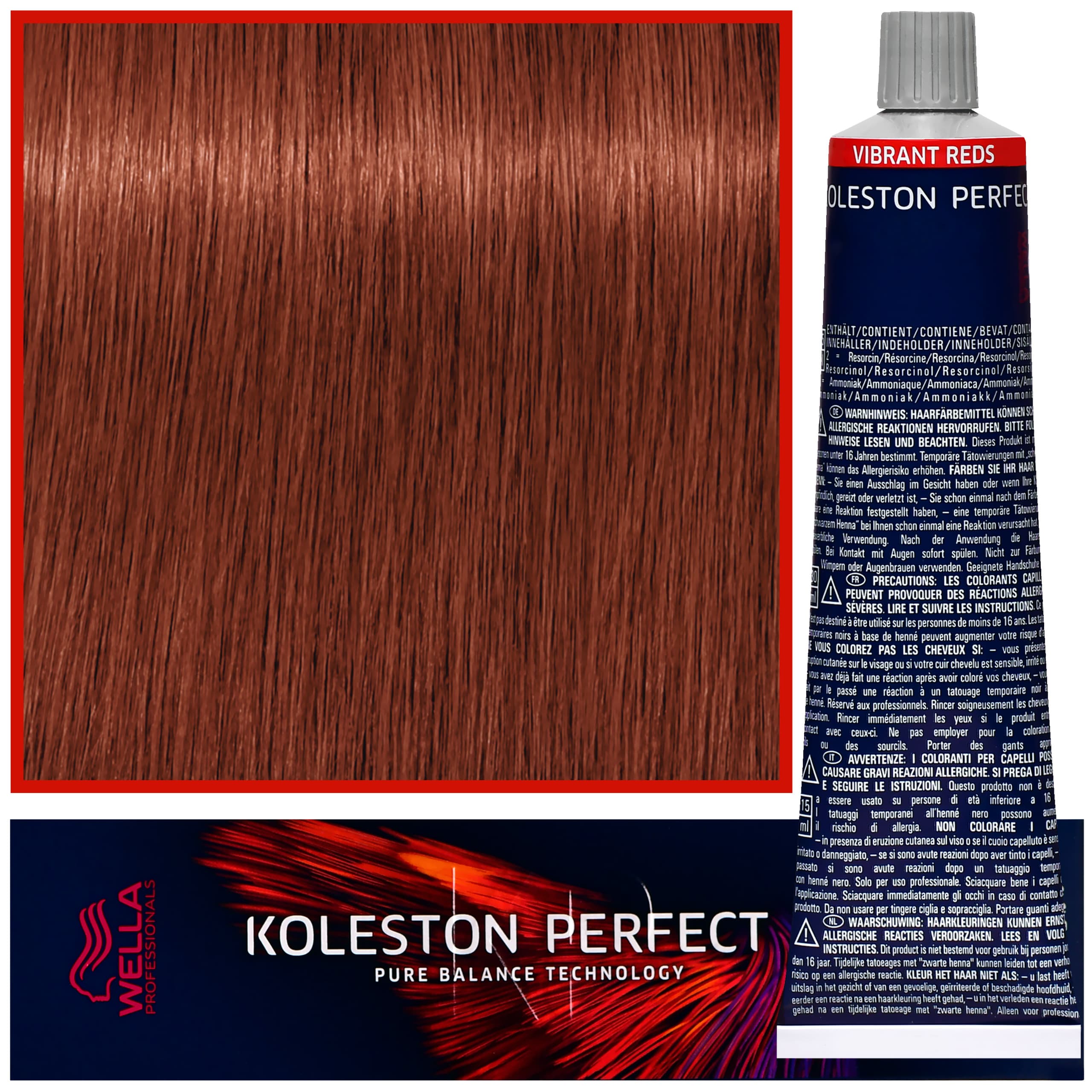 Koleston Perfect Me - profesjonalna farba do koloryzacji włosów, 7/43 Czerwono Złoty Średni Blond