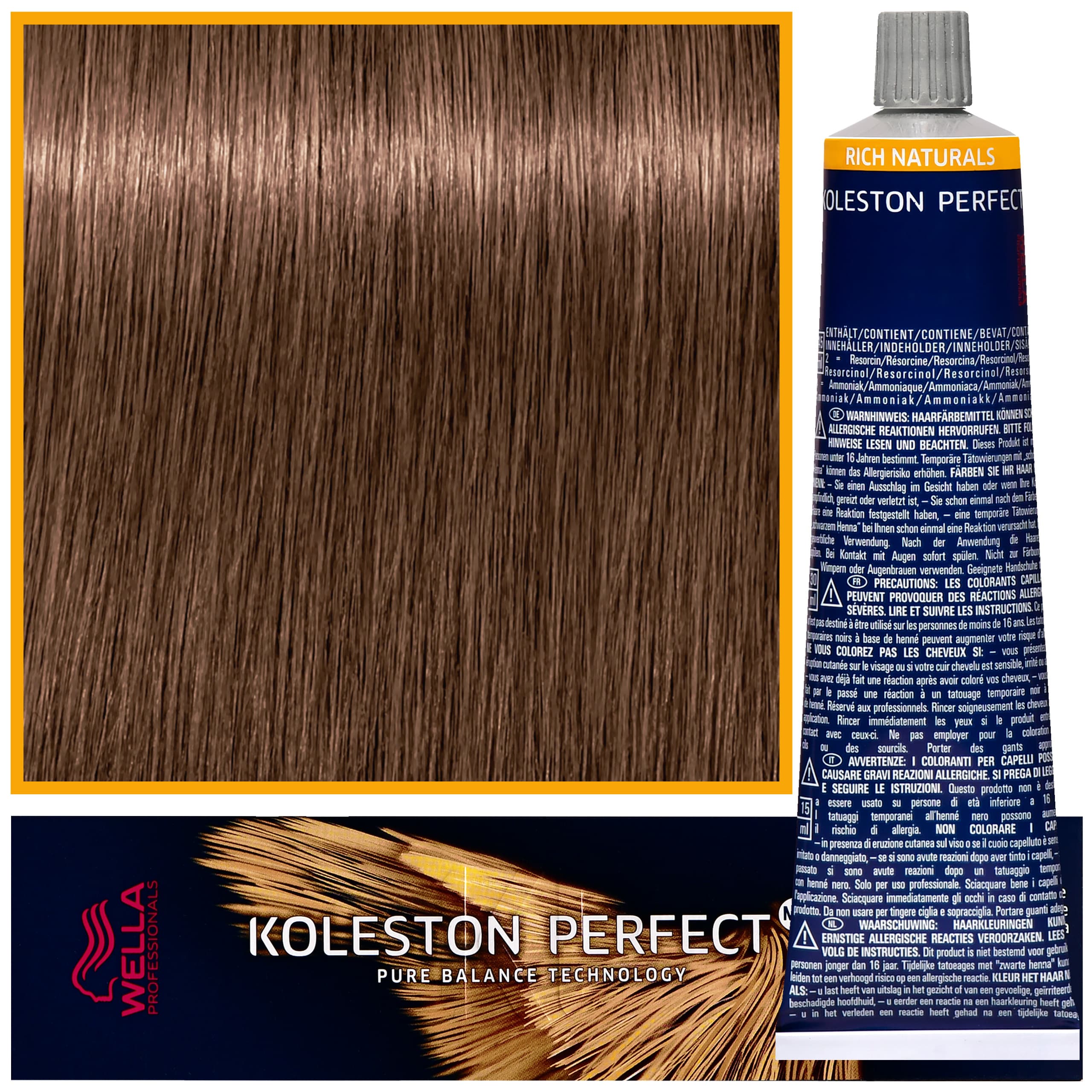 Koleston Perfect Me - profesjonalna farba do koloryzacji włosów, 7/37 Brązowo Złoty Średni Blond