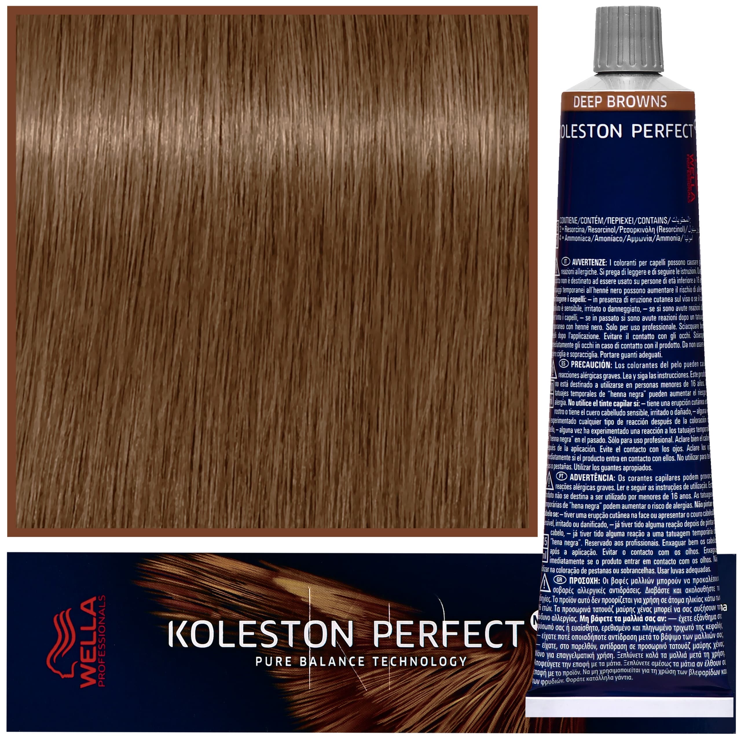 Koleston Perfect Me - profesjonalna farba do koloryzacji włosów, 7/73 Brązowo Złoty Średni Blond