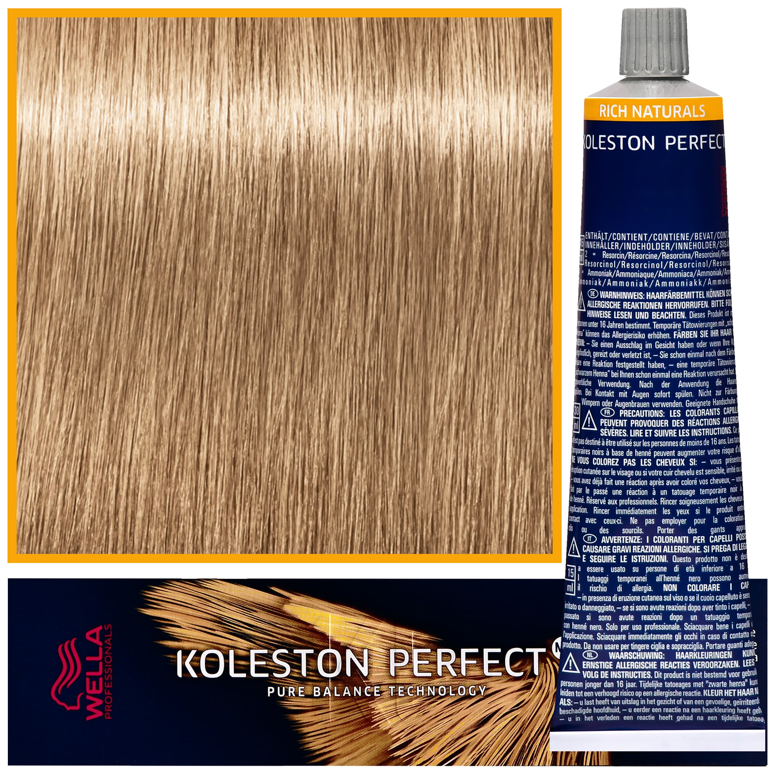 Koleston Perfect Me - profesjonalna farba do koloryzacji włosów, 8/38 Złoto Perłowy Jasny Blond