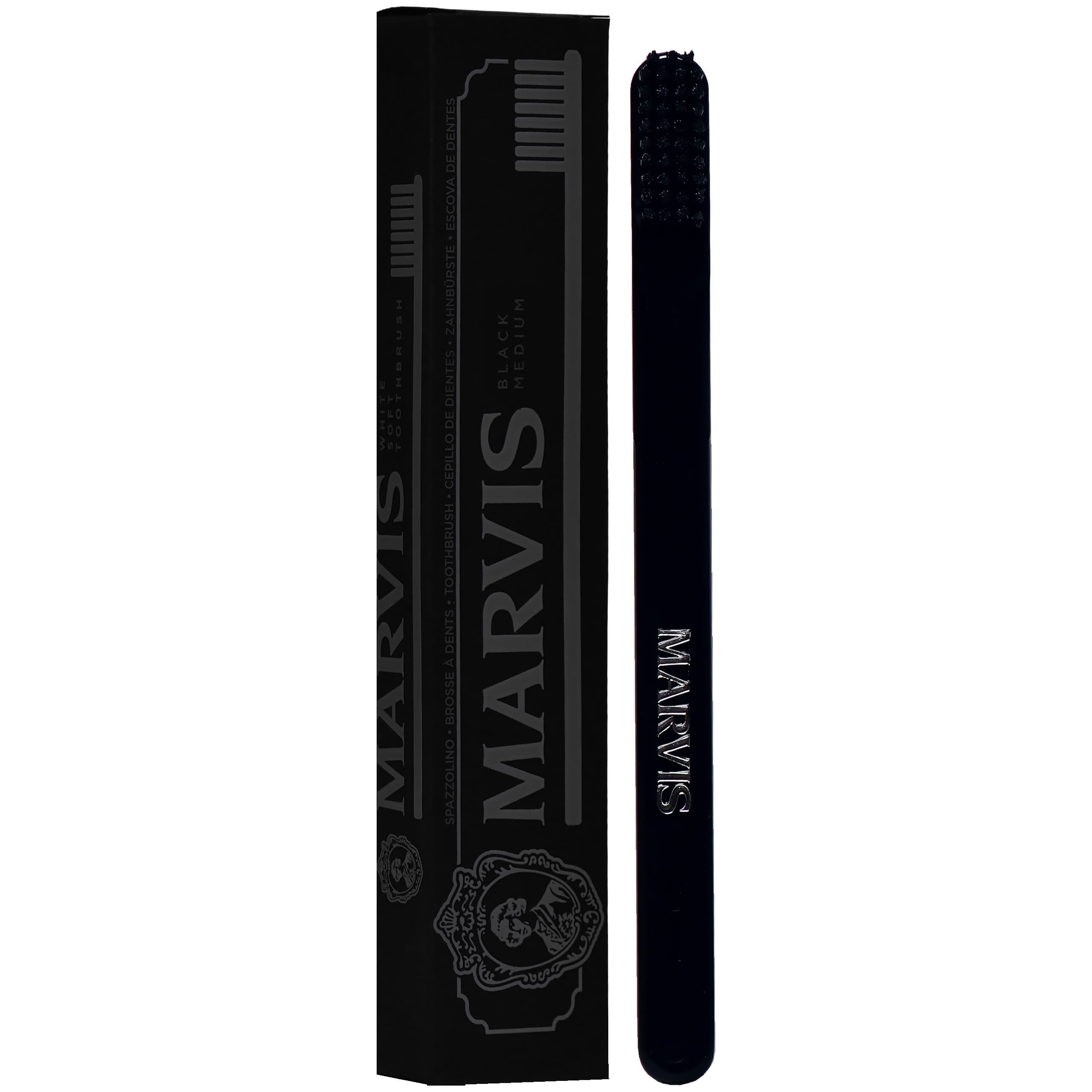 Black Toothbrush czarna szczoteczka do zębów ze średnio twardym włosiem i osłonką