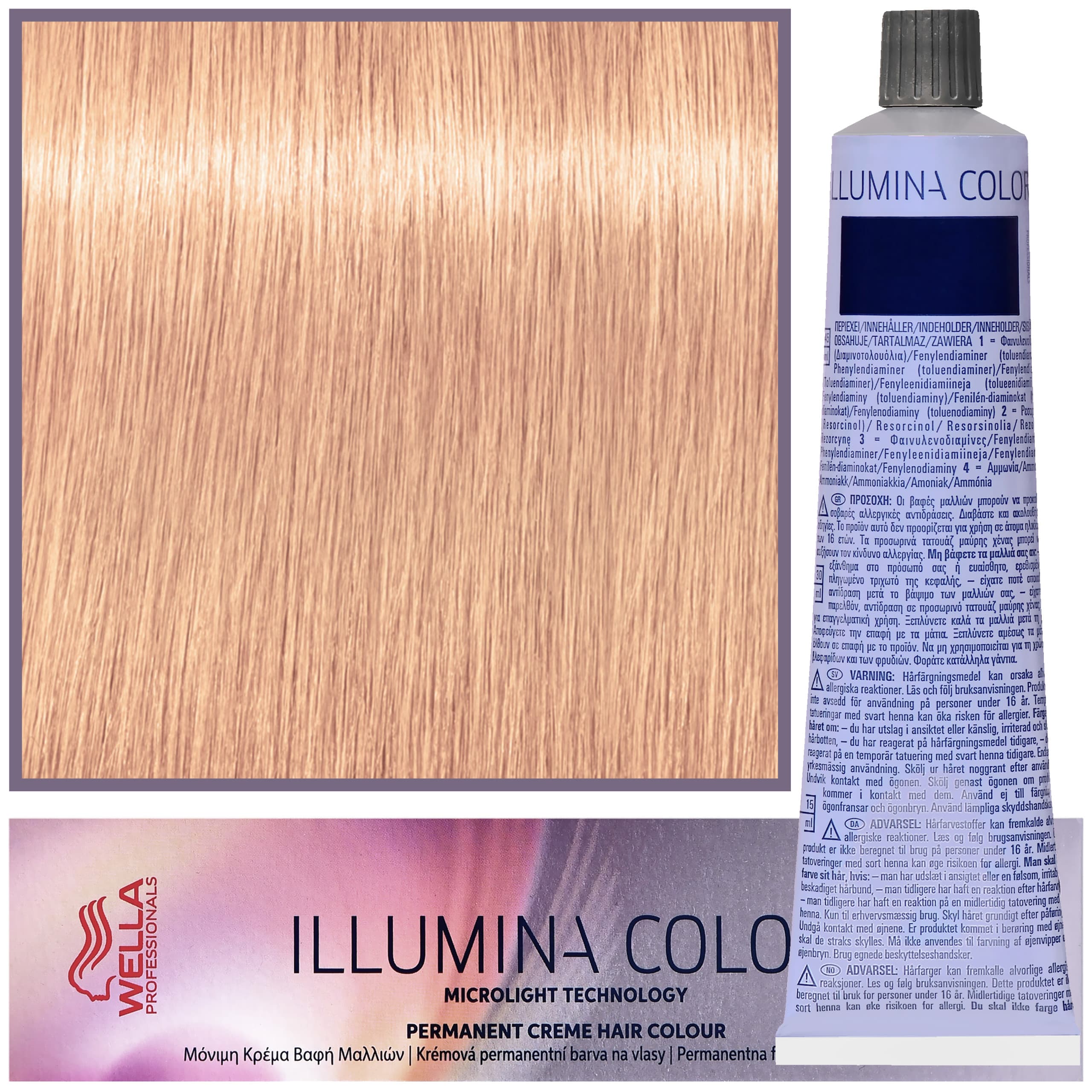 Illumina Color - profesjonalna farba do włosów, 9/43 - Bardzo Jasny Złoty Blond Czerwony