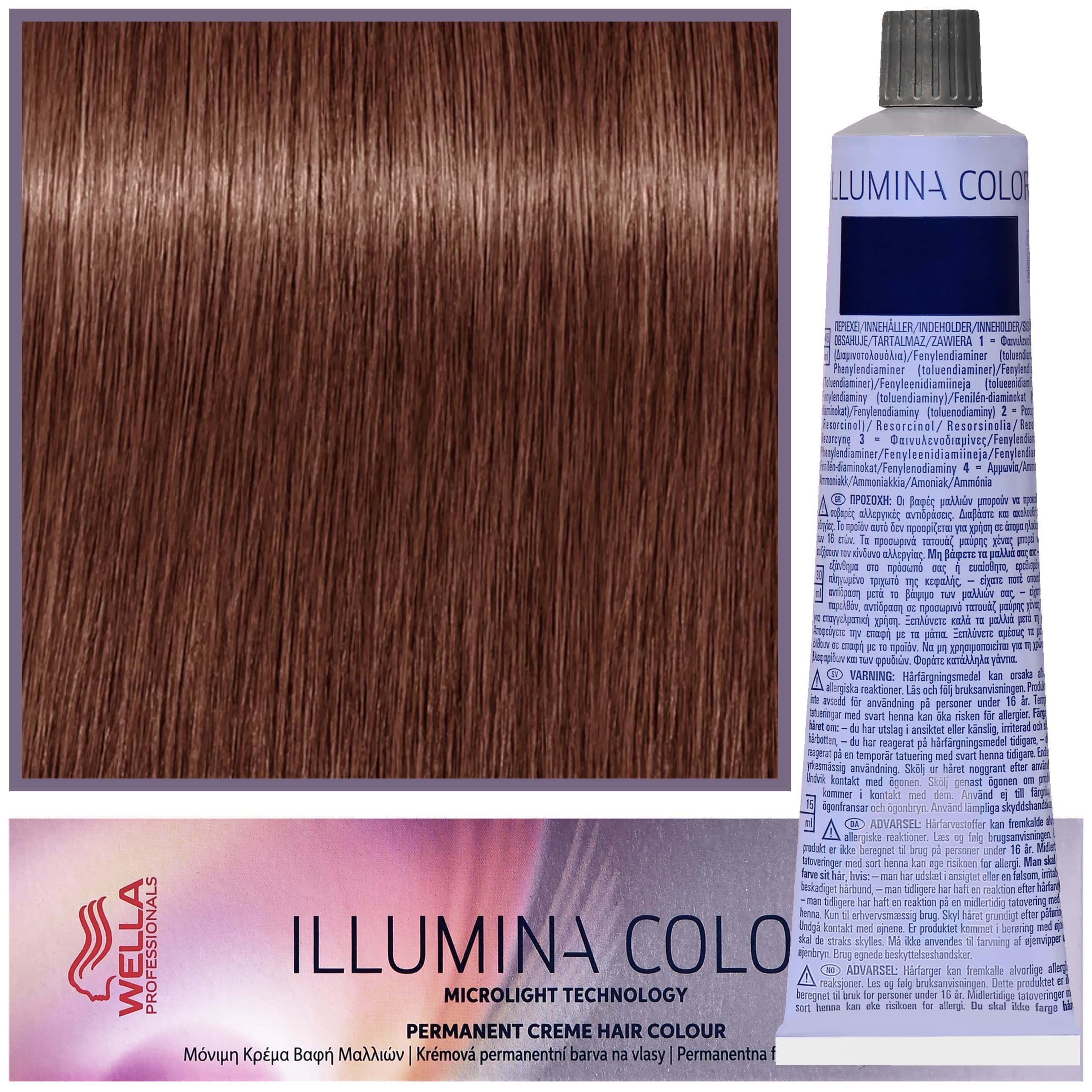 Illumina Color - profesjonalna farba do włosów, 7/43 - Średni Czerwono Złoty Blond